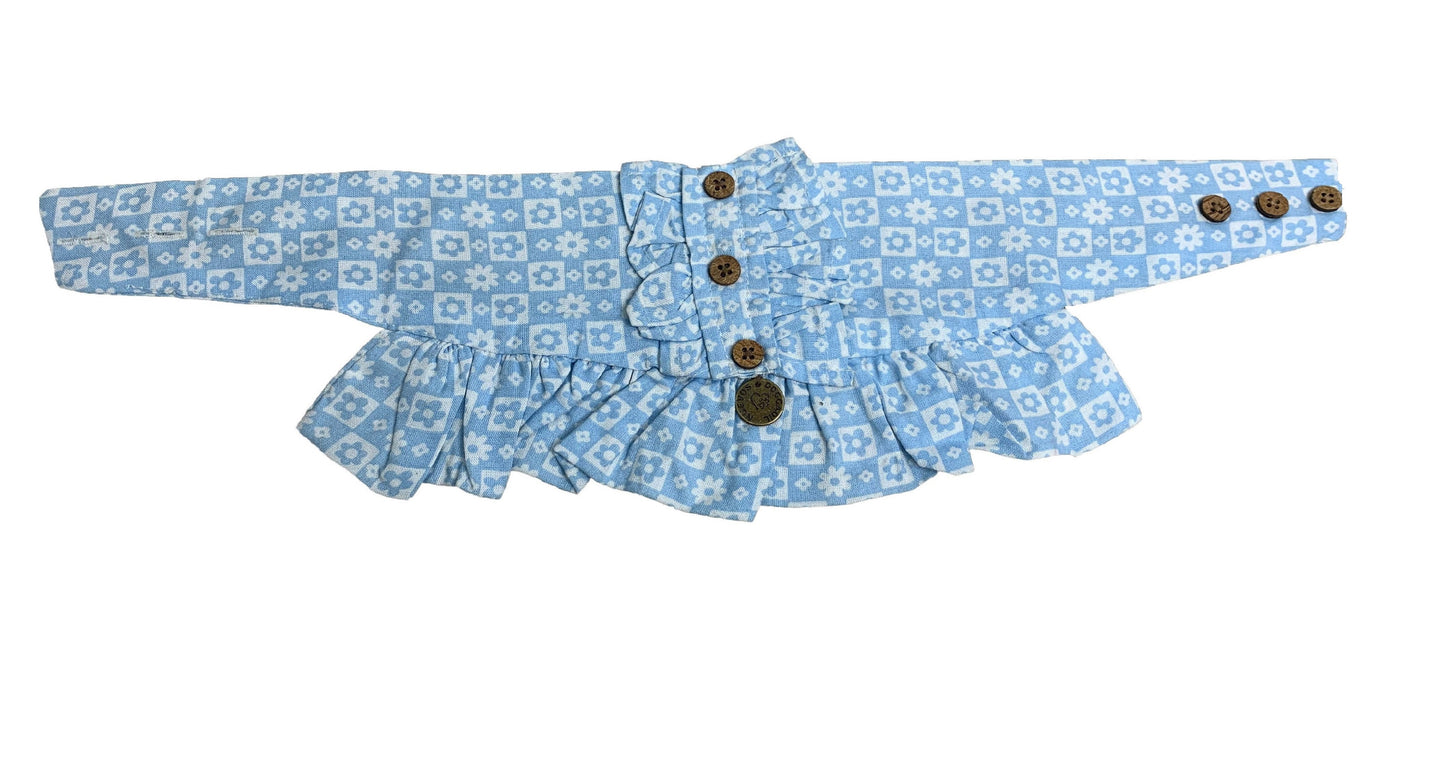 NUEVOS DOGGADIL Printed Rayon Frilled Pet Bandana |Frill Bib for Dog and Cat | Pet Neck Scarf_ Light Blue