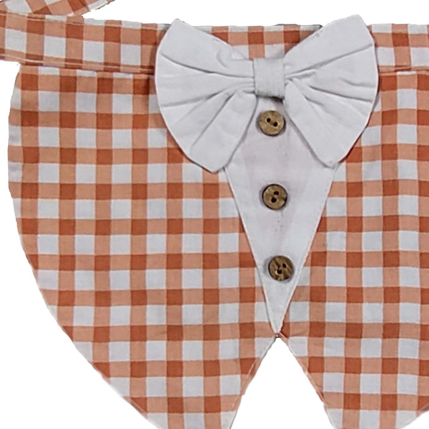 NUEVOS DOGGADIL Check Pattern Pet Bandana | Pet Round Bib| Pet Scarf_ Rust/White