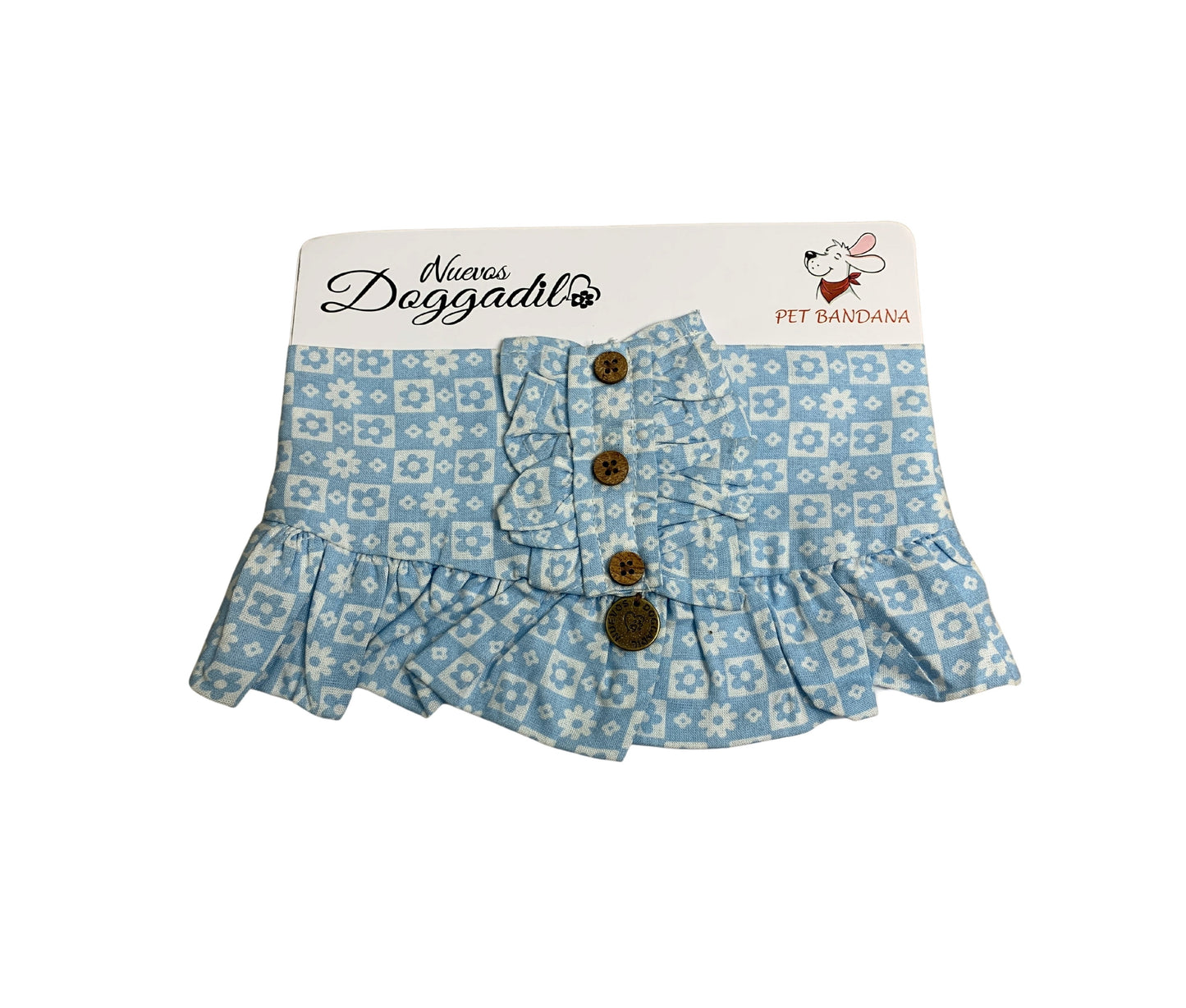 NUEVOS DOGGADIL Printed Rayon Frilled Pet Bandana |Frill Bib for Dog and Cat | Pet Neck Scarf_ Light Blue