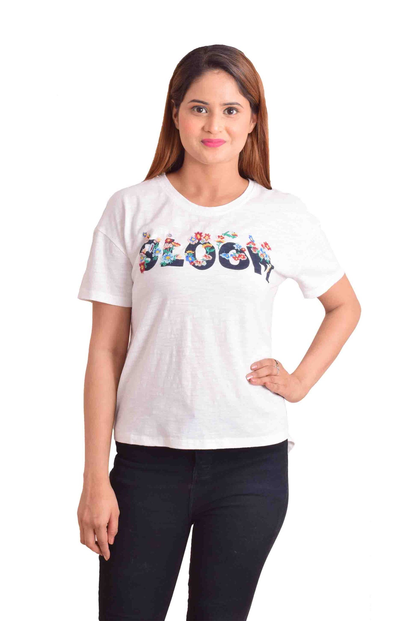 NUEVOSDAMAS Casual Regular Sleeves Printed Women White Top