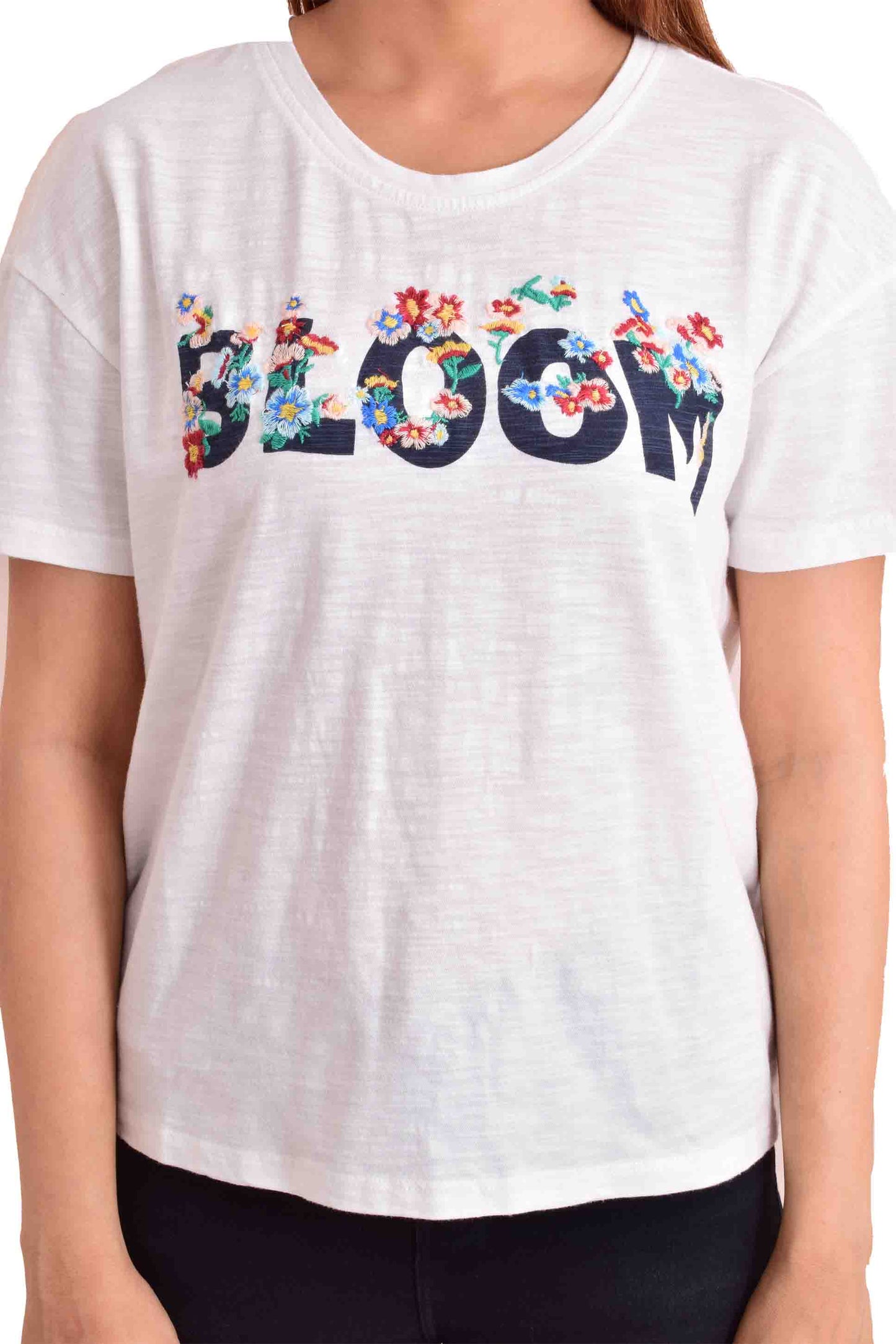 NUEVOSDAMAS Casual Regular Sleeves Printed Women White Top