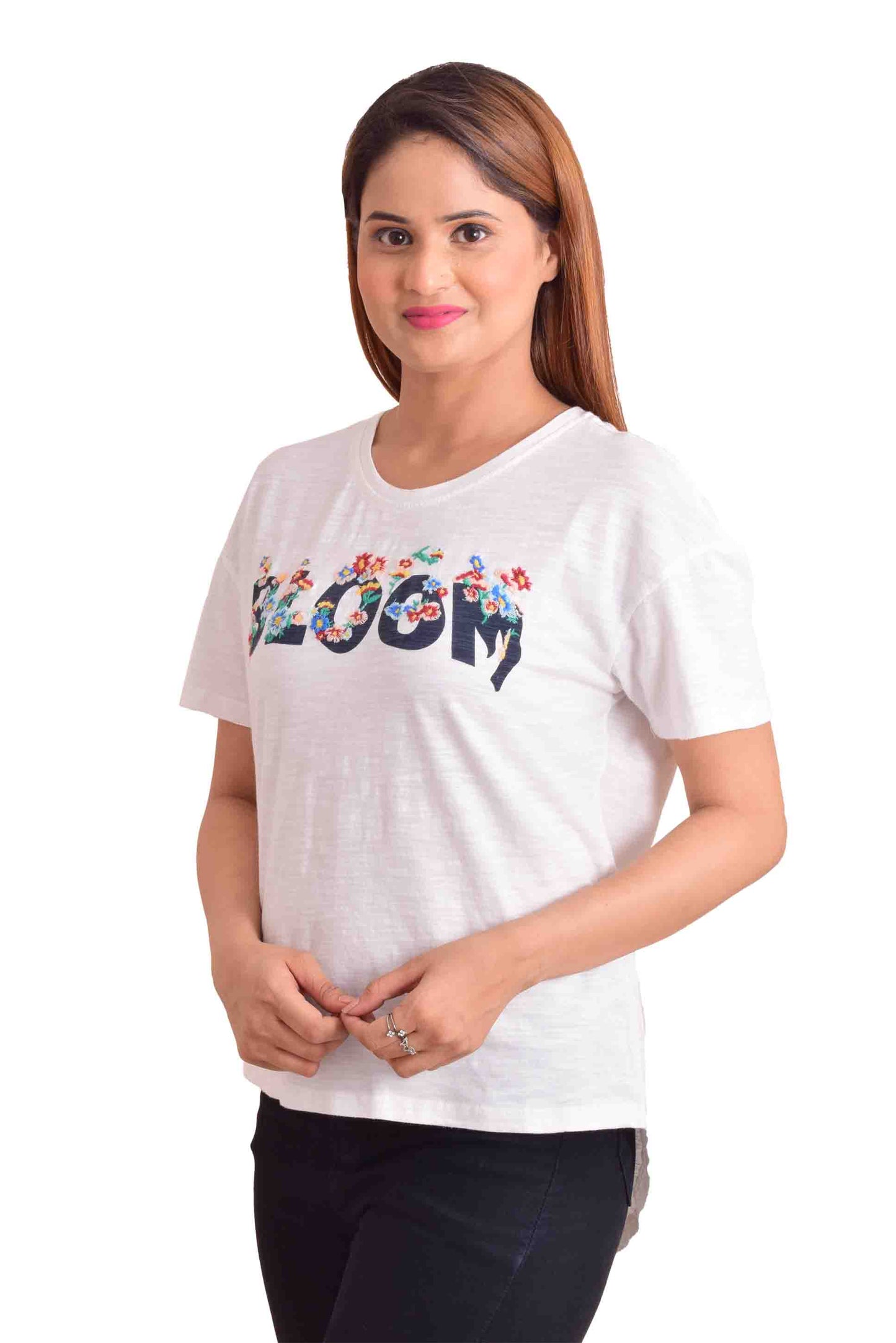 NUEVOSDAMAS Casual Regular Sleeves Printed Women White Top