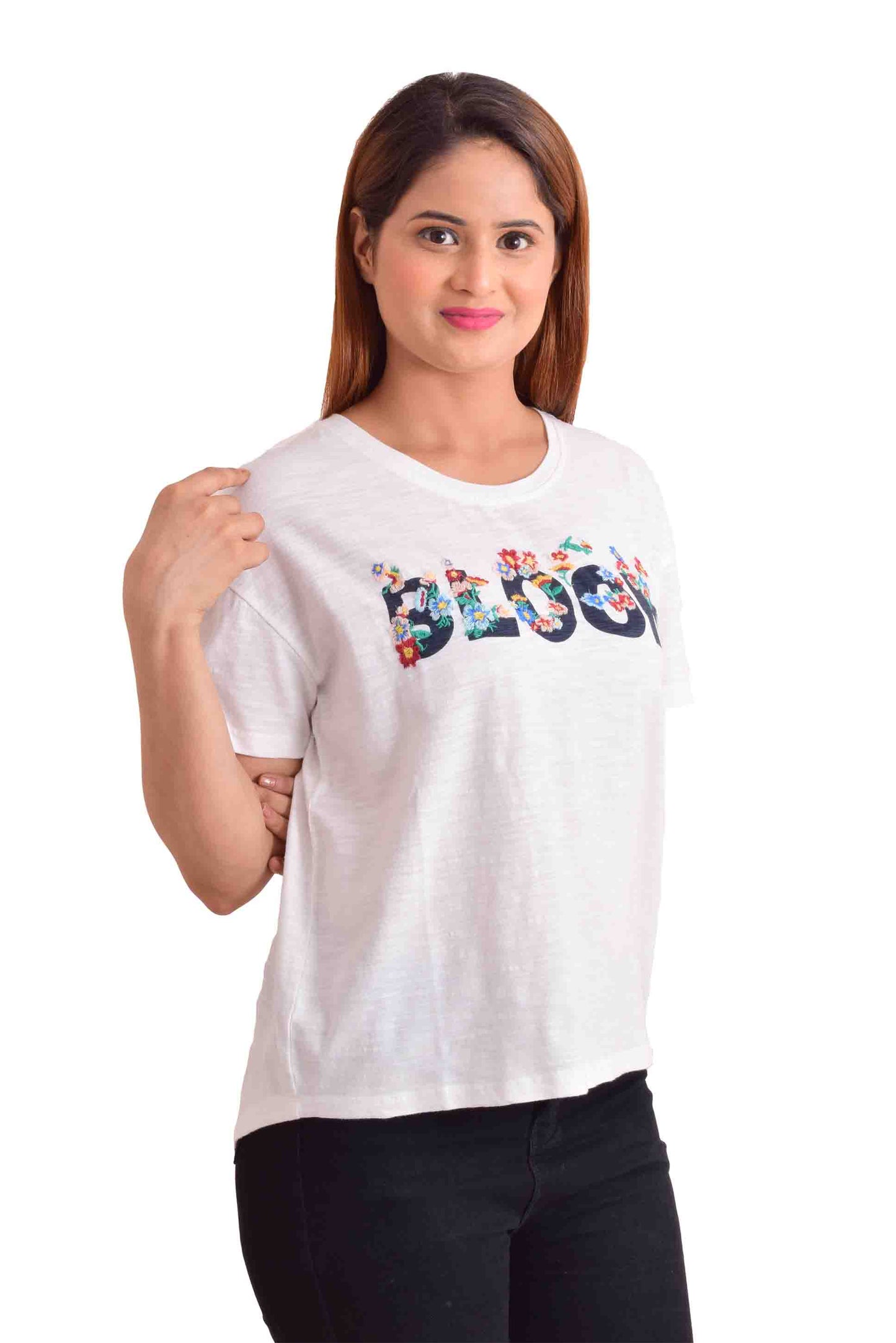 NUEVOSDAMAS Casual Regular Sleeves Printed Women White Top