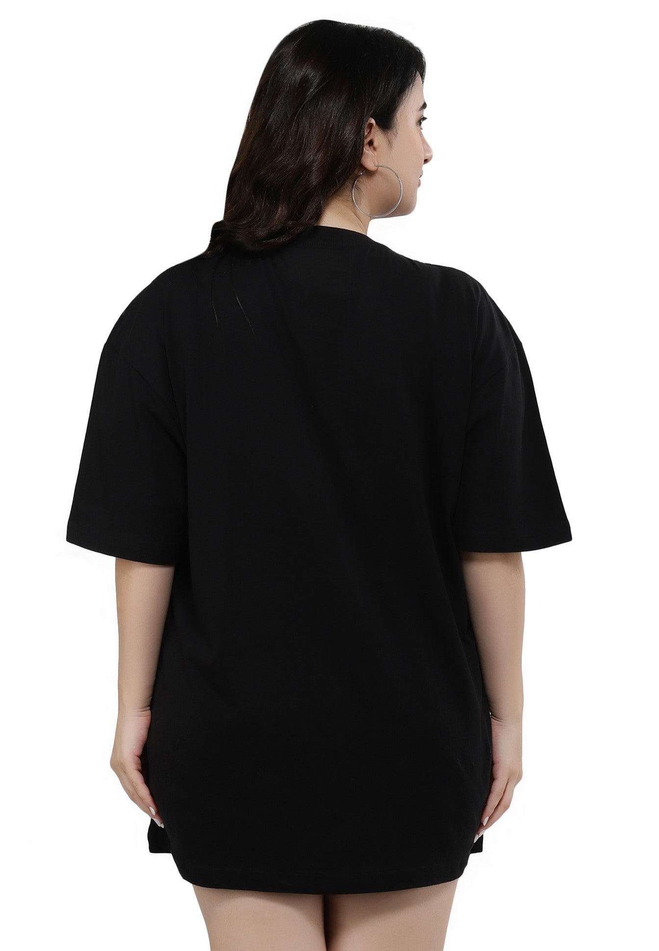 NUEVOSDAMAS Women Cotton Graphic Printed Half Sleeve Women's Black T-Shirt