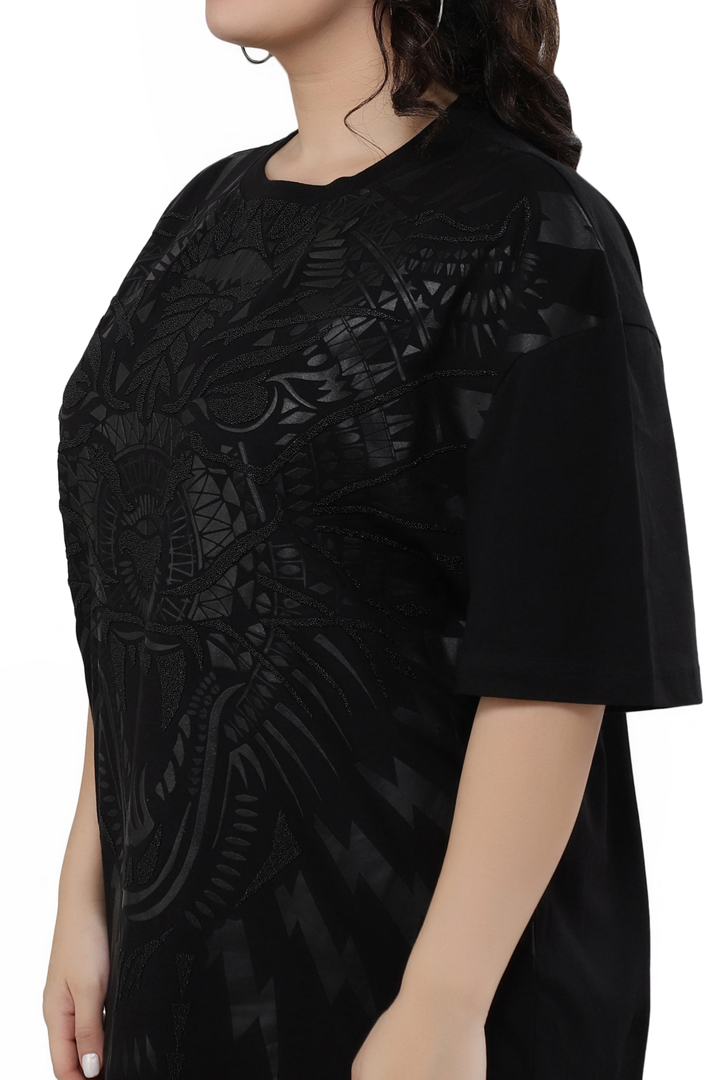 NUEVOSDAMAS Women Cotton Graphic Printed Half Sleeve Women's Black T-Shirt