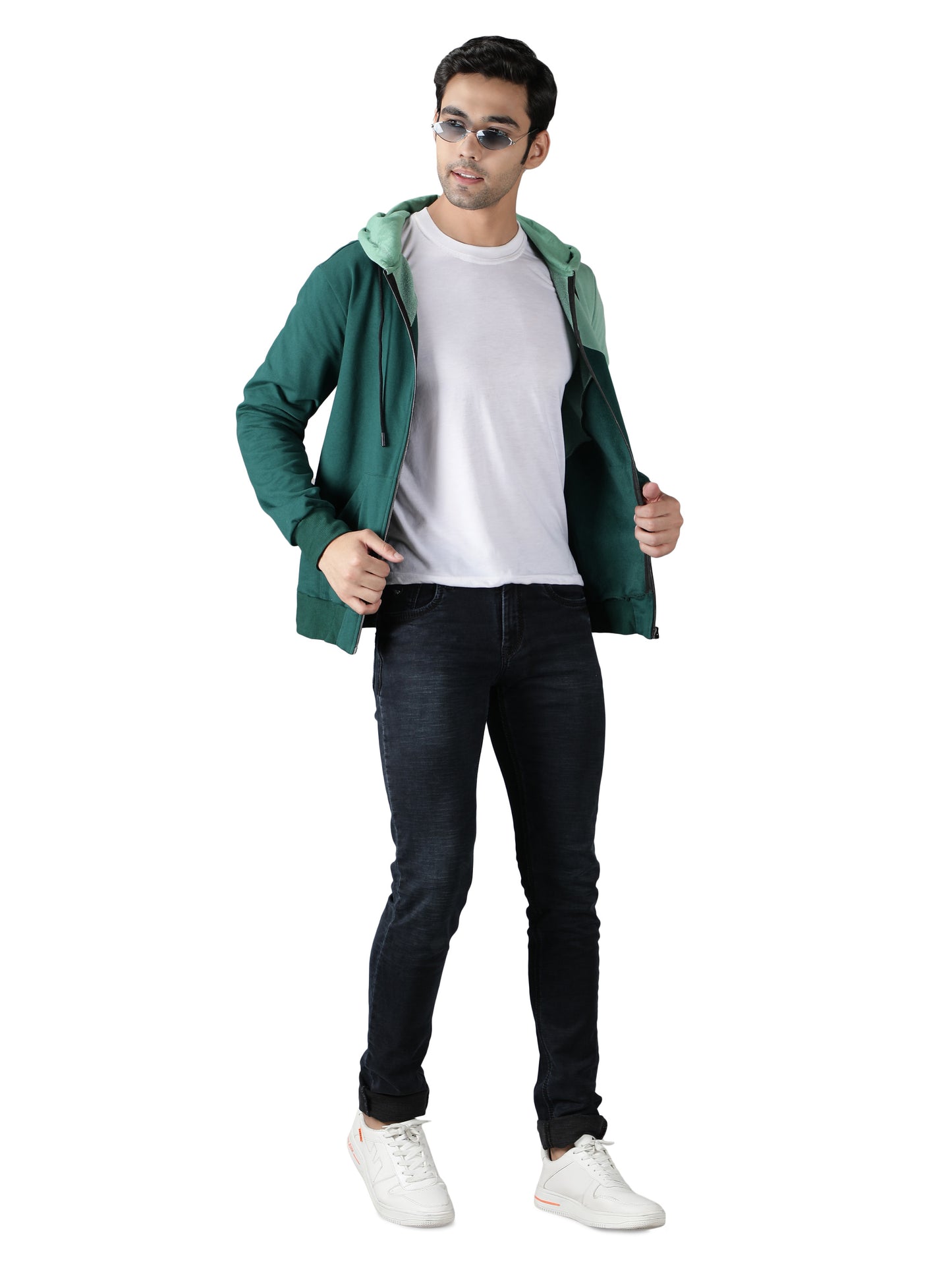 NUEVOSPORTA Men's Winter wear Terry Hooded Jacket I Terry Jacket for Men I Green