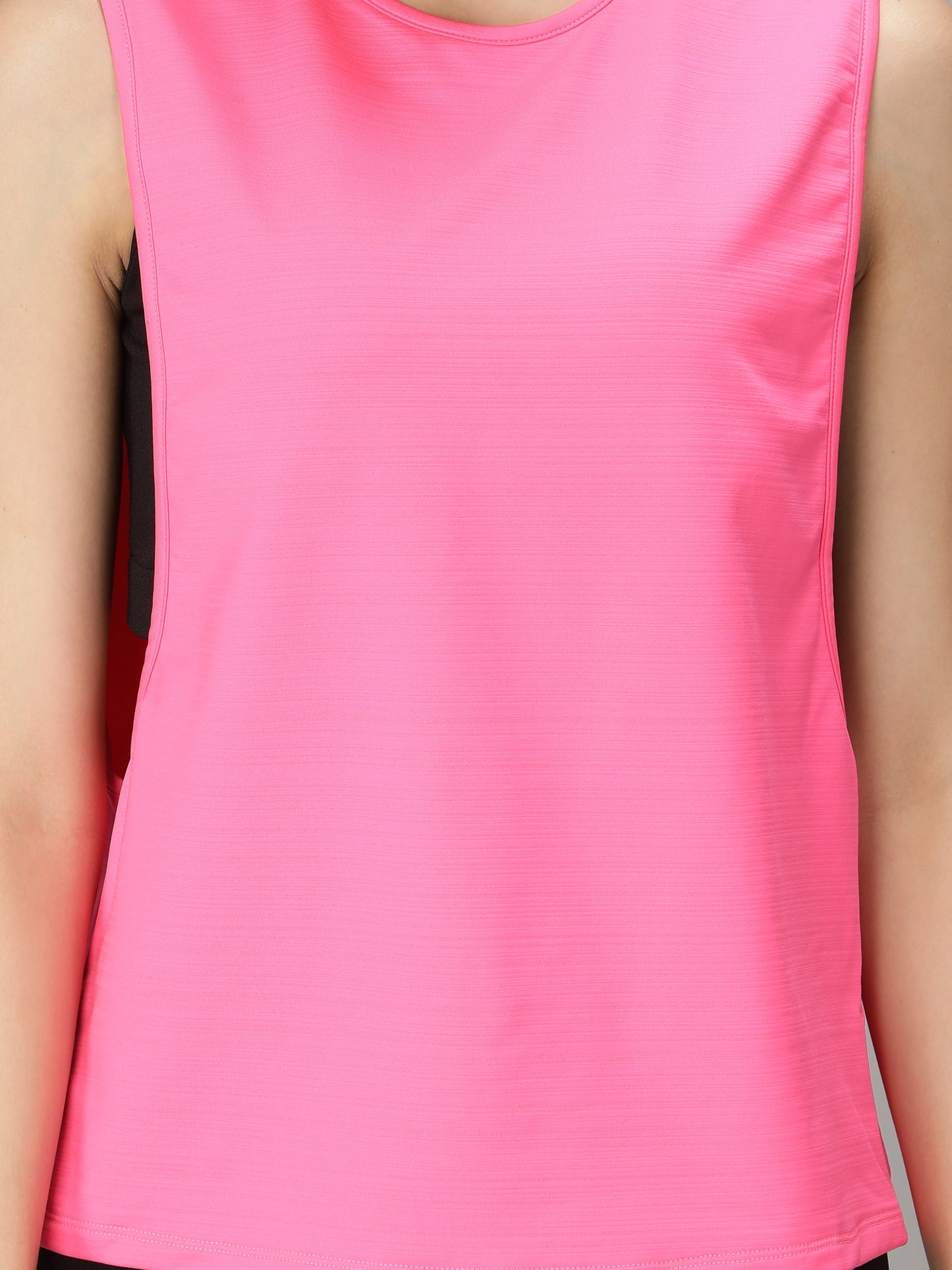 NUEVOSDAMAS Women Solid Sleeveless Pink Tank Top