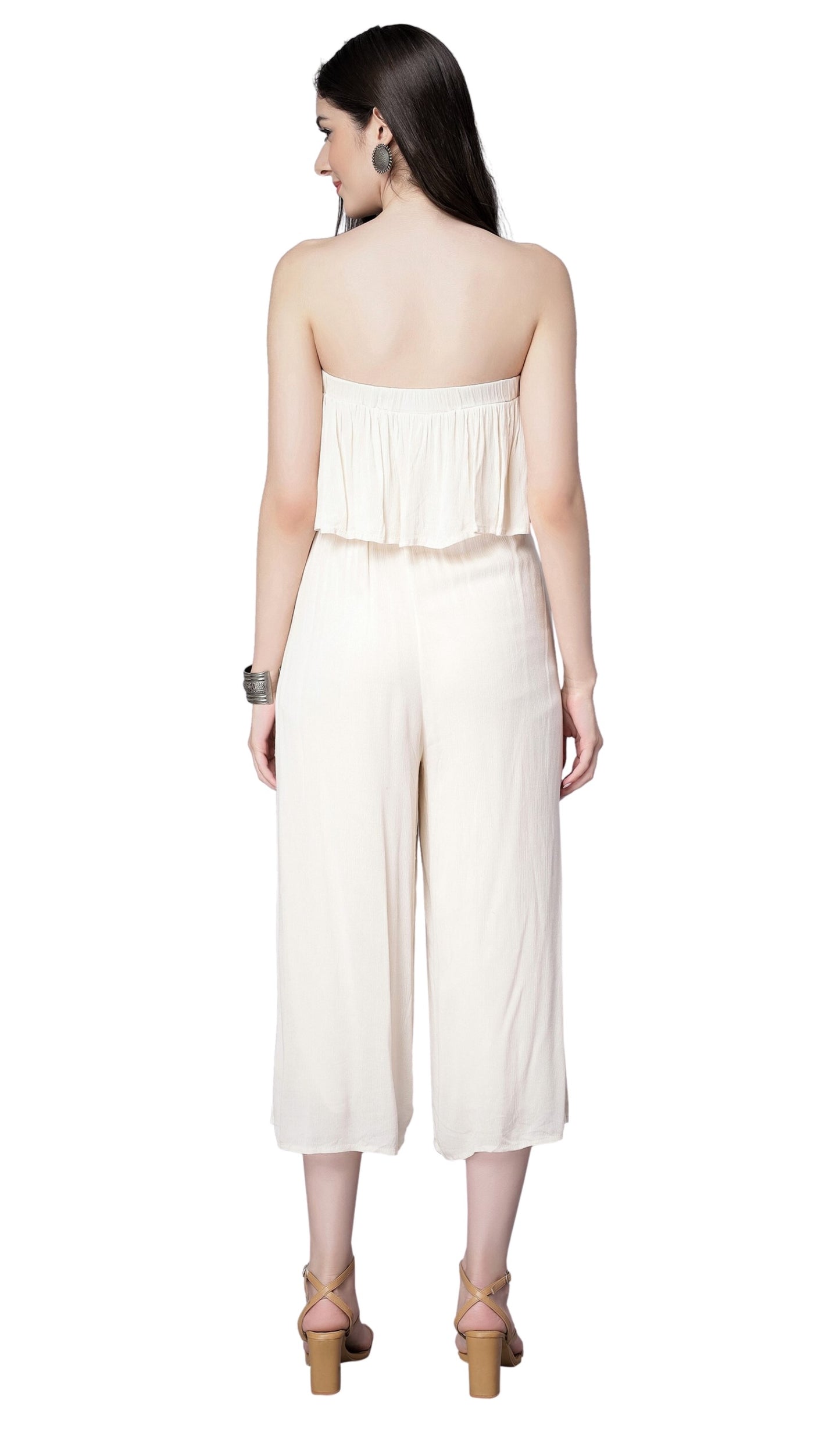 NUEVOSDAMAS Women Off- Shoulder Embroidered Jumpsuit
