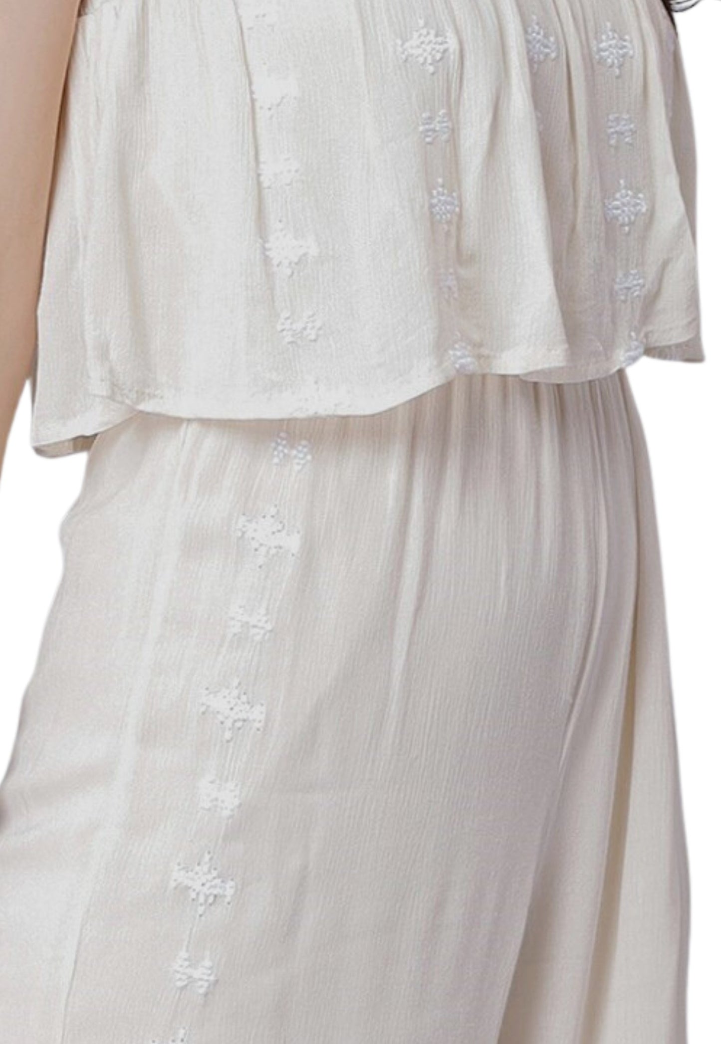 NUEVOSDAMAS Women Off- Shoulder Embroidered Jumpsuit