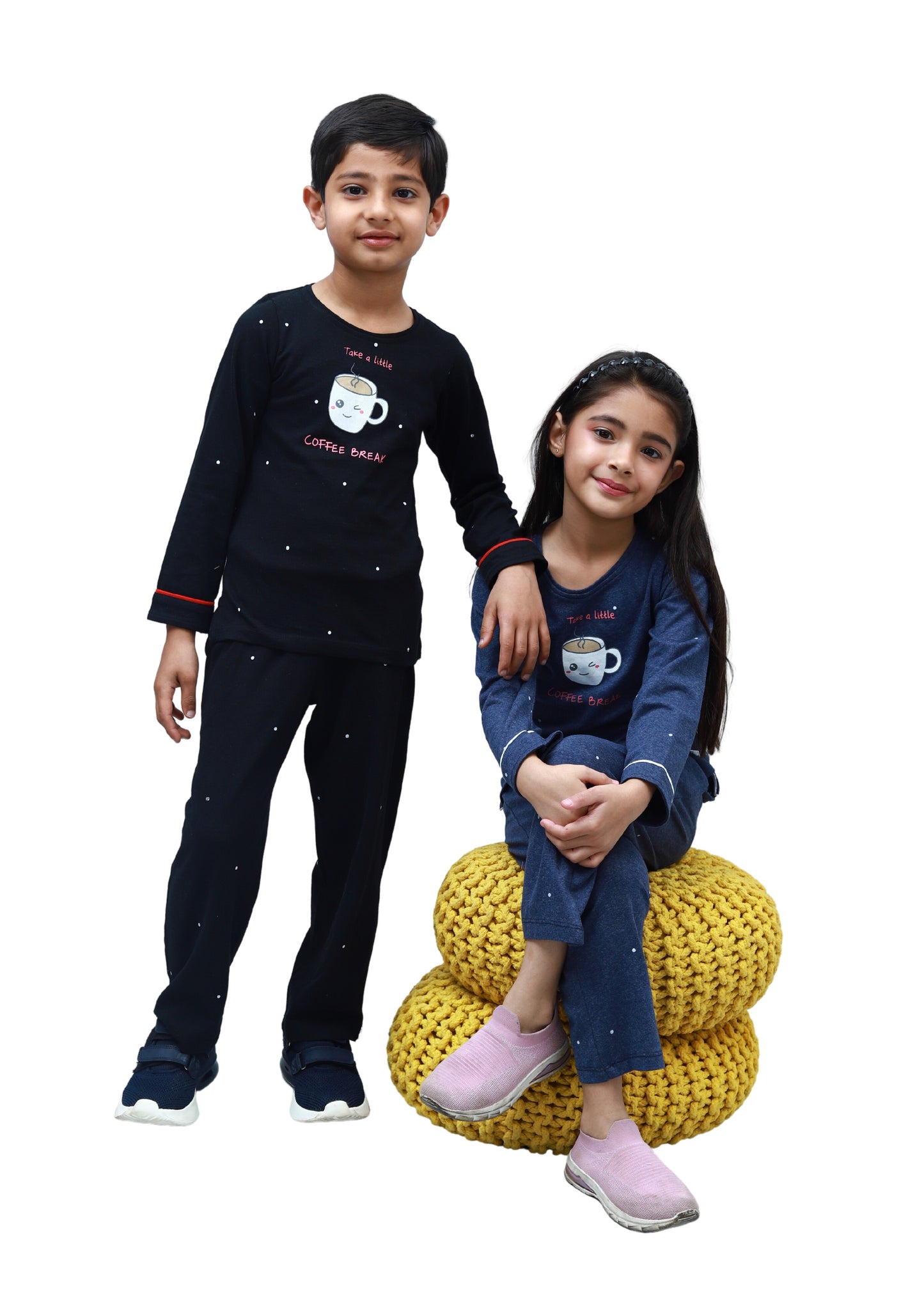 NUEVOSKIDDOS Kids Printed Blue&Black Cotton Jersey Commbo Night Suit