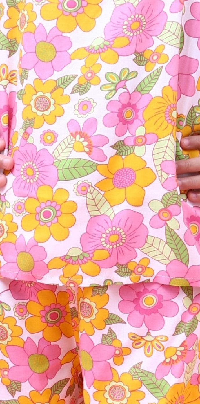 Kids Floral Printed Sleeveless Top and Shorts Set for Girl Multi
