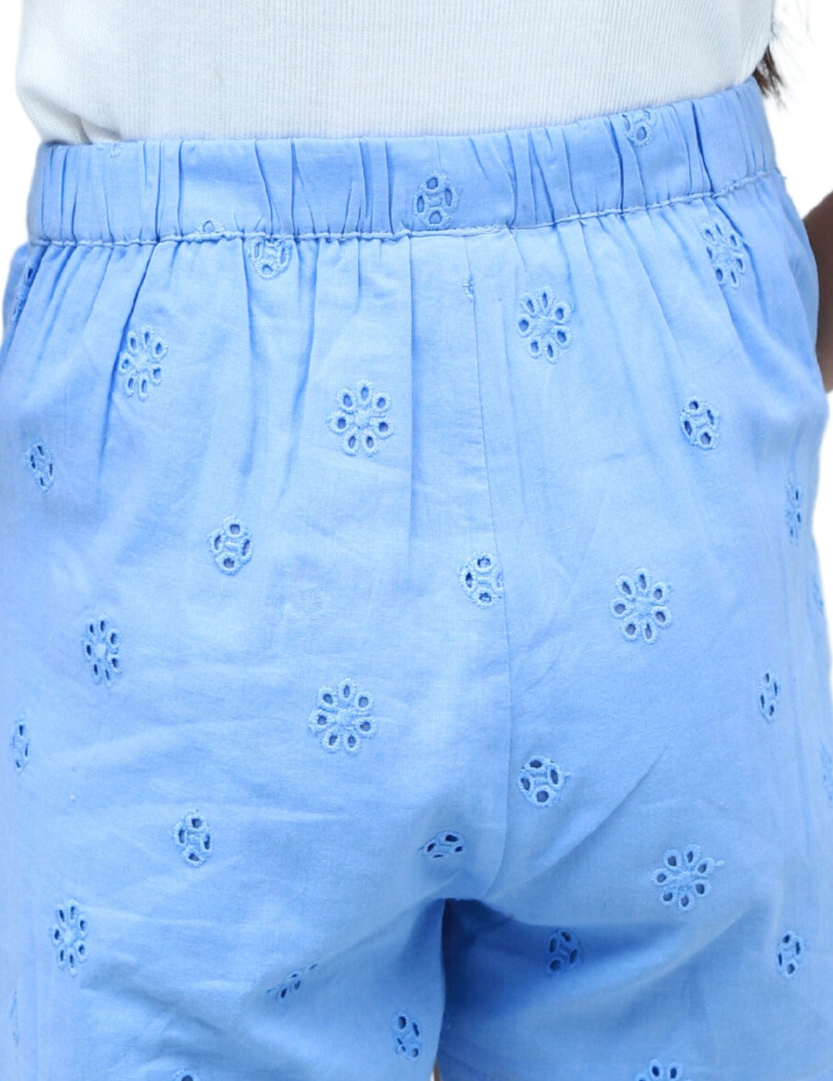NUEVOSKIDDOS Kids Girls Cotton Solid Shorts with Waist Braided Knot | Kids Girls Shorts | Elasticated Waist Shorts for Girls