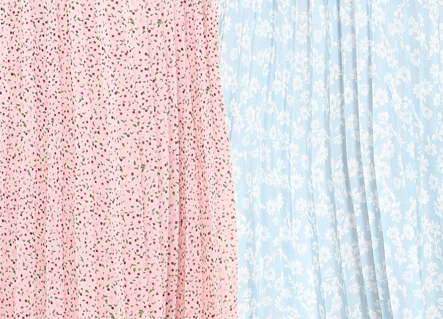 Women Georgette Floral Printed Skirts-Pack of Two-Pink and Sky Blue