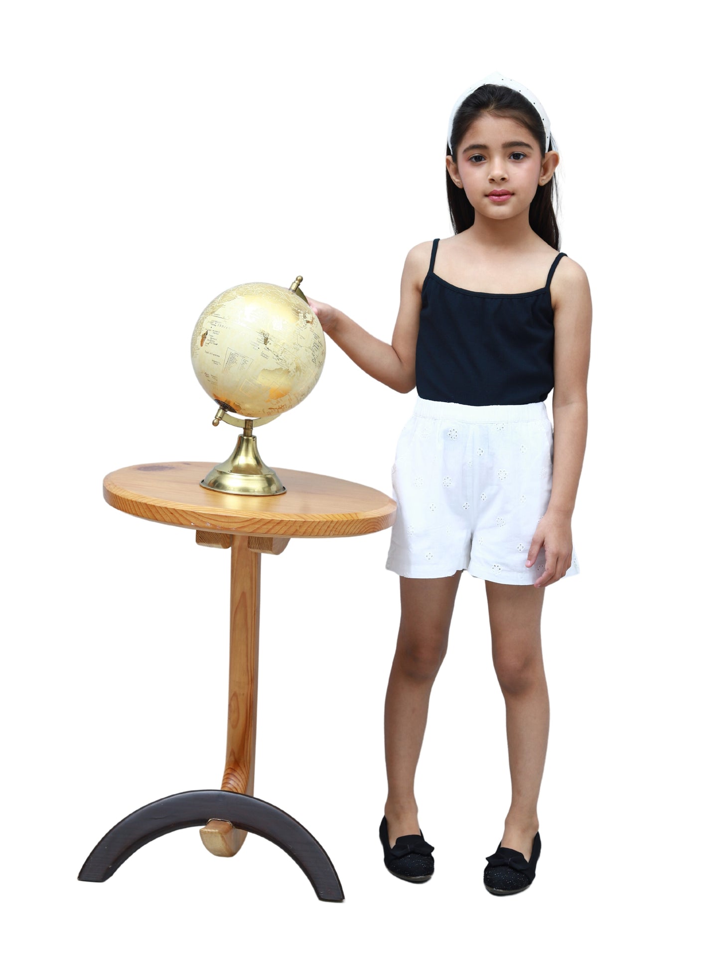 NUEVOSKIDDOS Kids Girls Cotton Solid Shorts with Waist Braided Knot | Kids Girls Shorts | Elasticated Waist Shorts for Girls