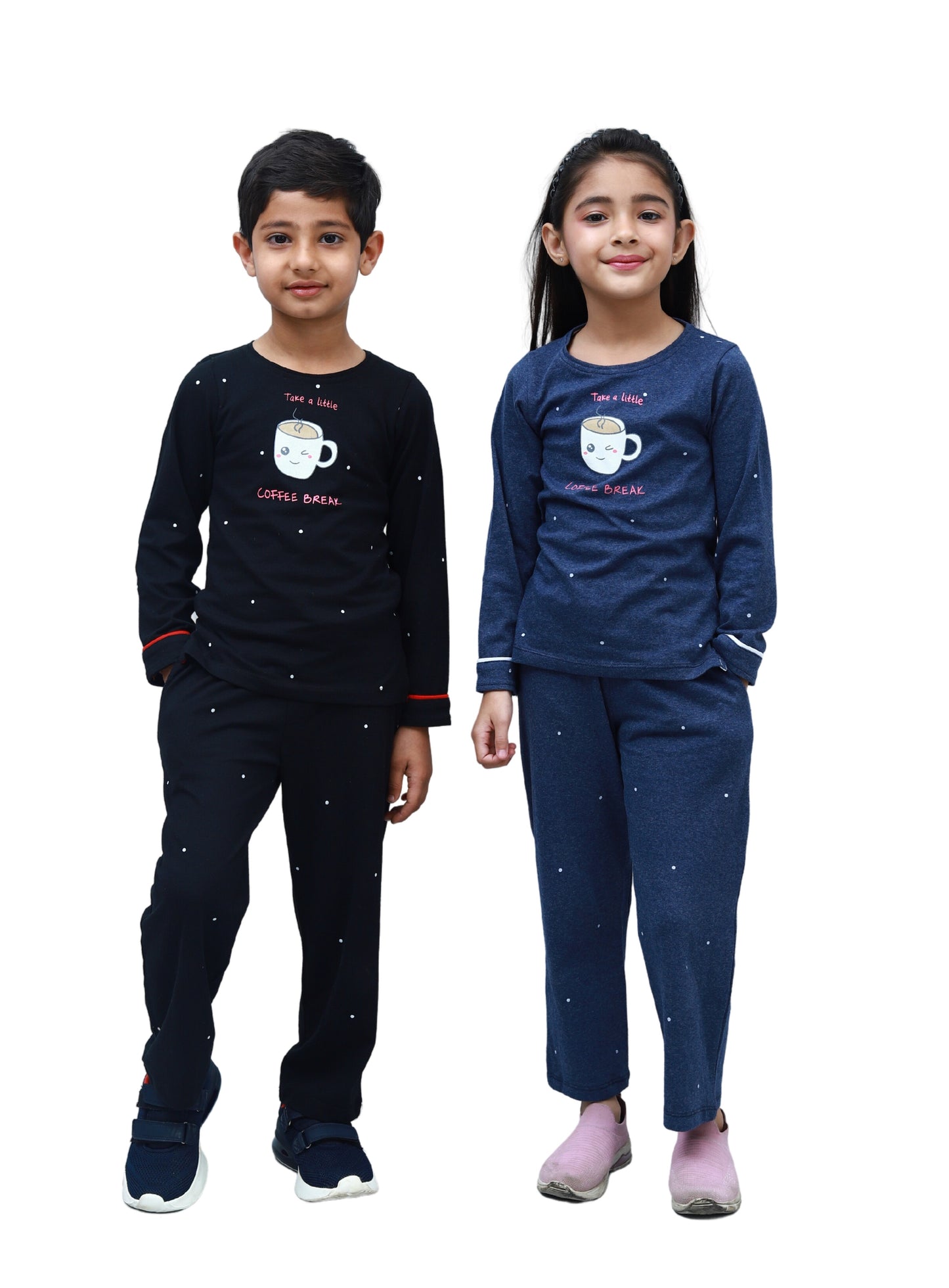 NUEVOSKIDDOS Kids Printed Black Cotton Jersey Night Suit