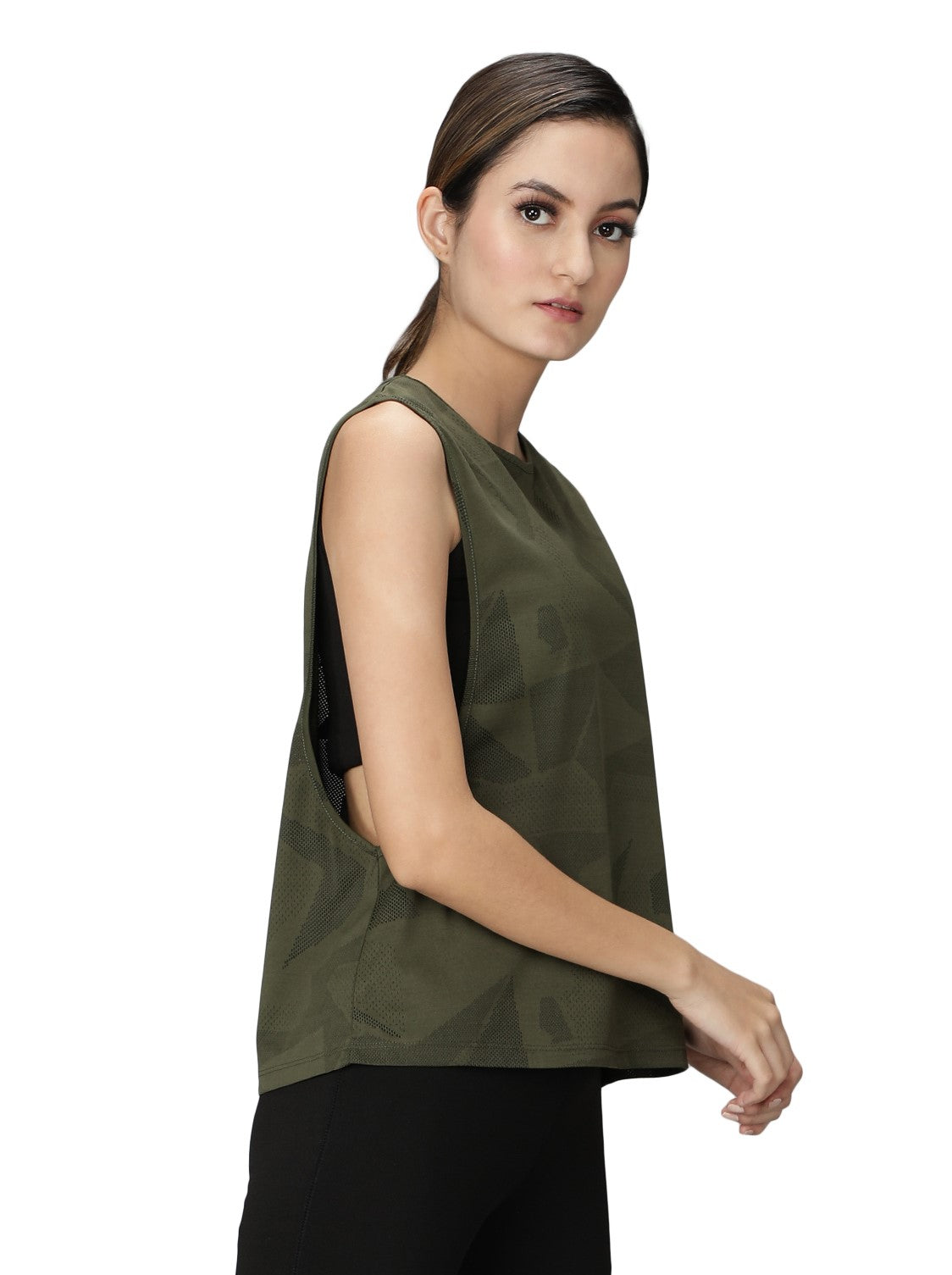 NUEVOSDAMAS Women Solid Sleeveless Olive Tank Top