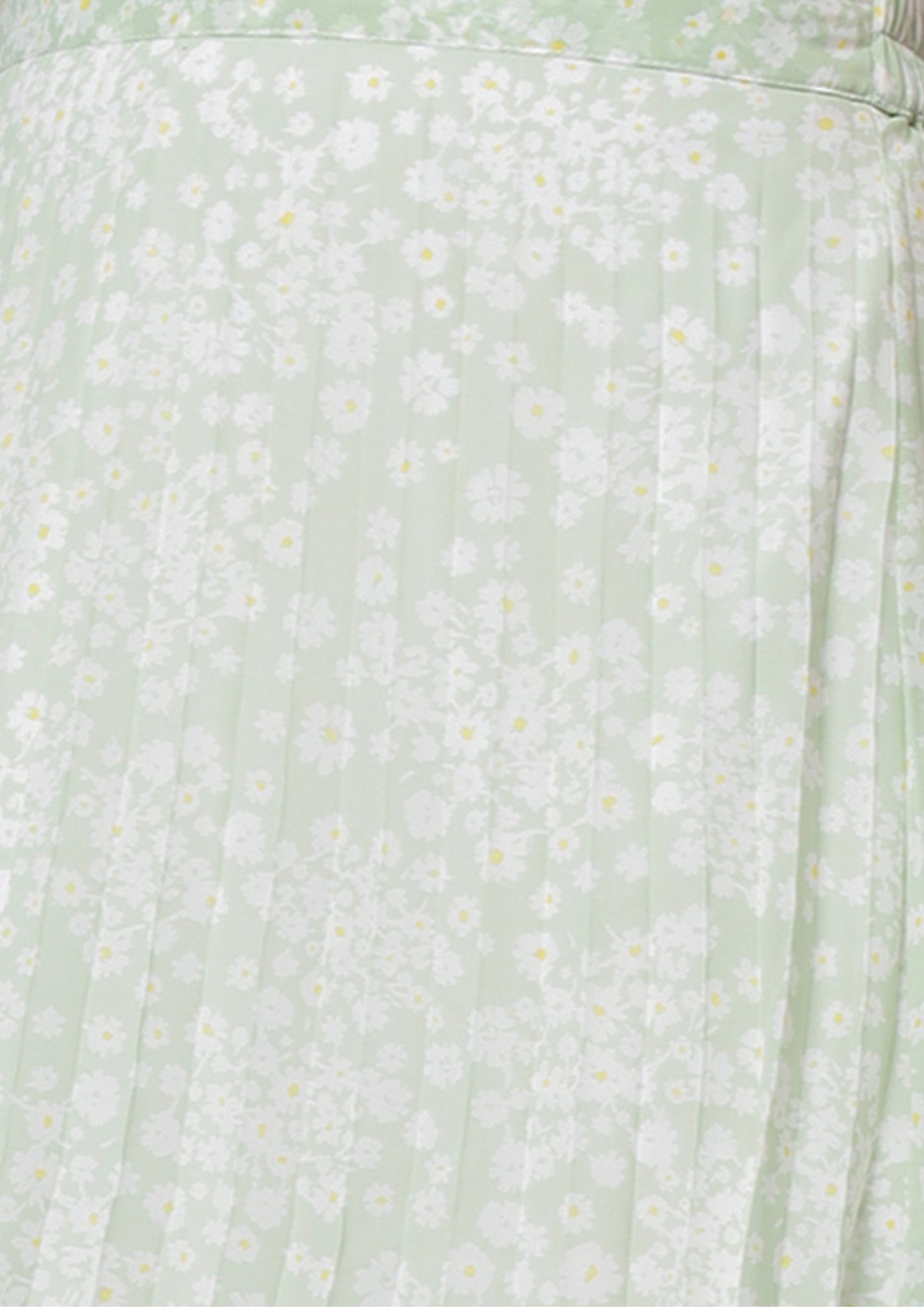 Women's Ditsy Floral Print High Waist Skirt Pleated A-line Long Skirt Beach Elasticated Mint Green Midi Skirt