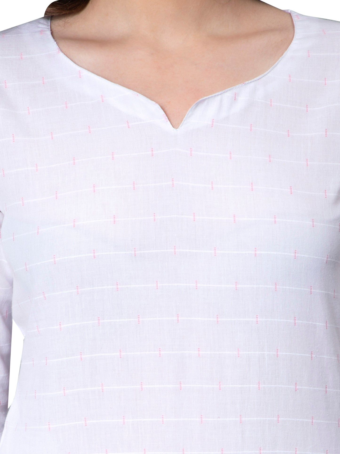 NUEVOSDAMAS Women Cotton Dobby White Kurti