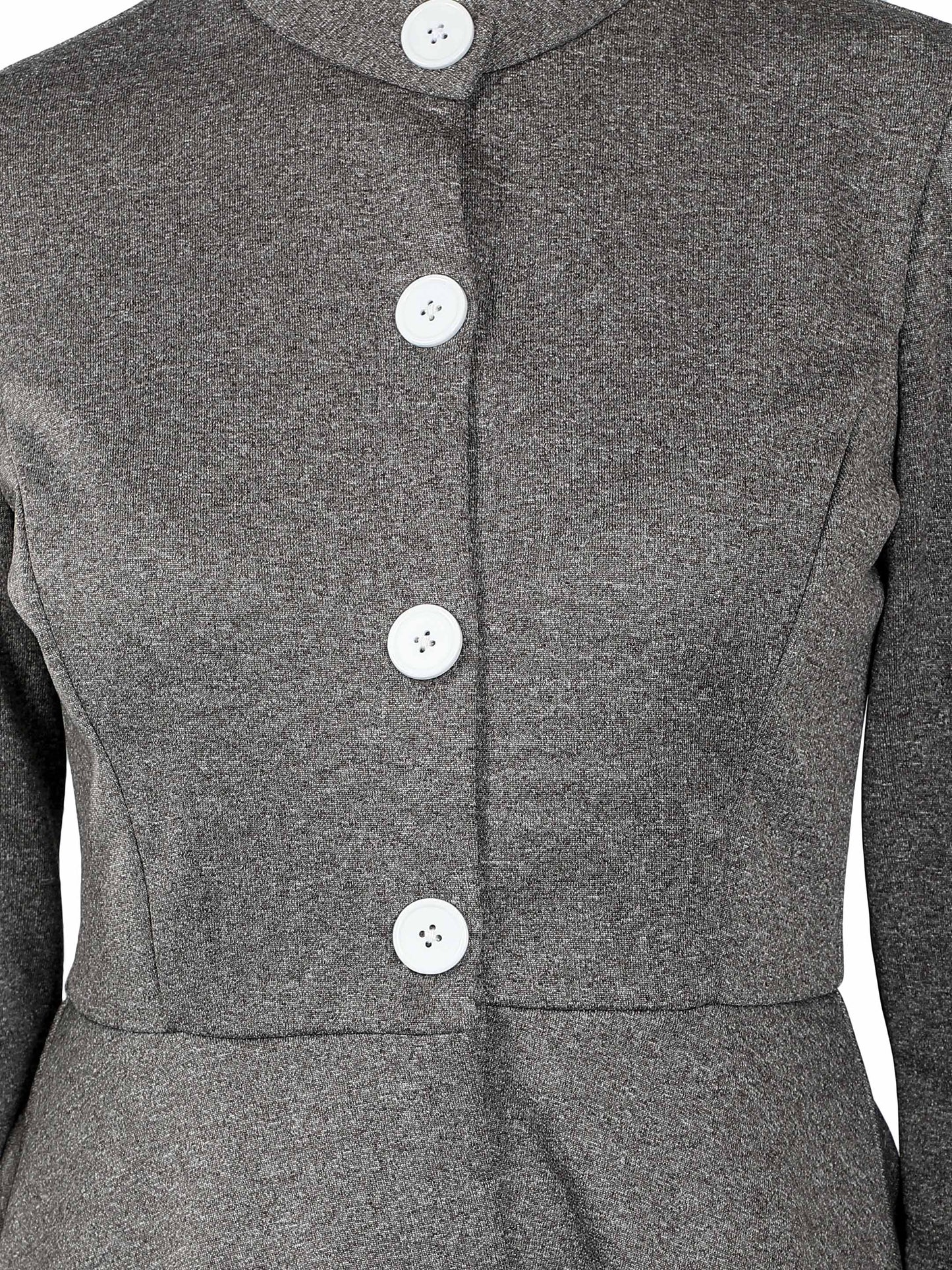NUEVOSDAMAS Women Solid Peplum Jacket - Grey