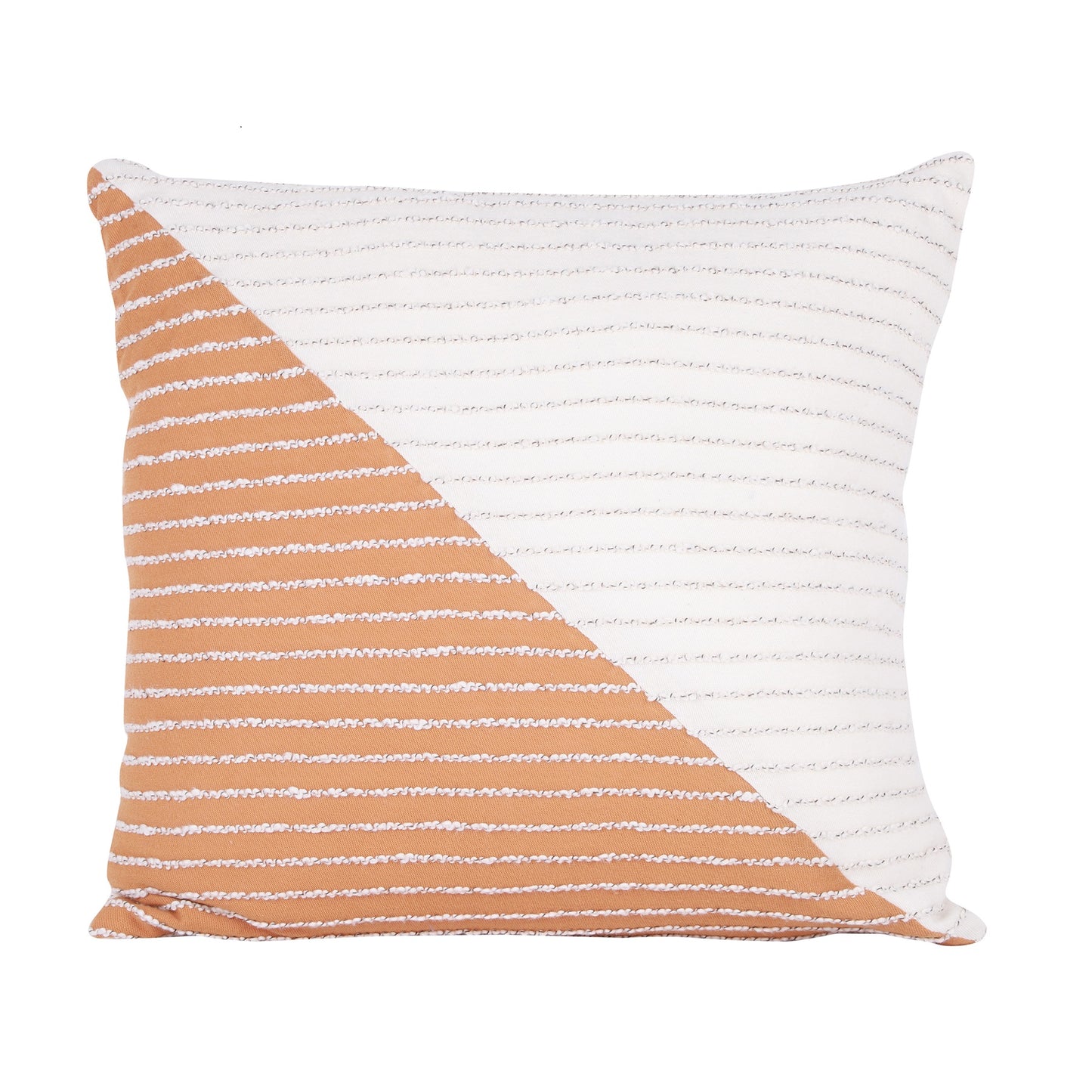NUEVOSGHAR 100% Cotton Cushion Cover | Interwoven Traingle Stripe Cushion Cover|Square Cushion for Bedroom,Living Room, Sofa, Office |Home Decorative Cushion | 18x18 Inch_ Ivory/Mustard