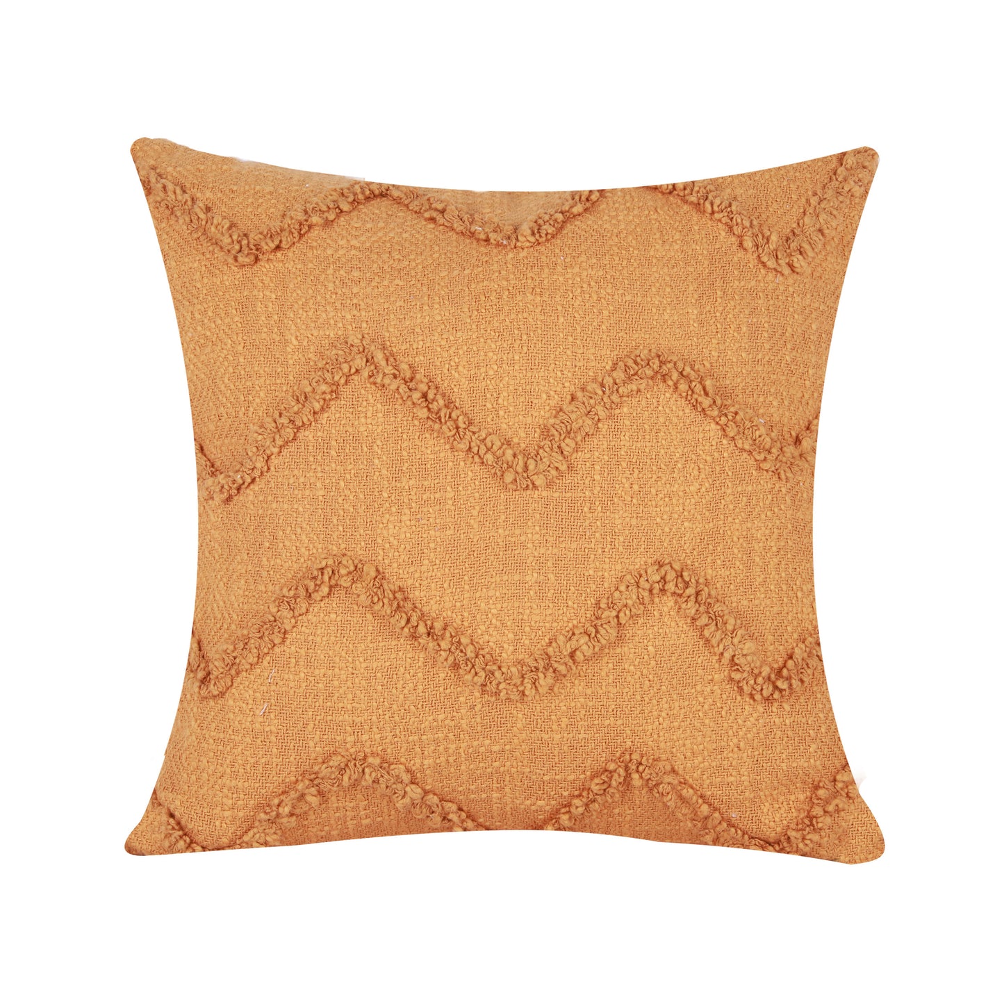 NUEVOSGHAR Tuffted Cushion Cover |Bohemian Cushion Cover| Tufted Boho Shaggy Square Cushion for Sofa/Bed/Chair | Handmade Cushion Cover | 18x18 Inch (Pack of 1 Piece) Mustard