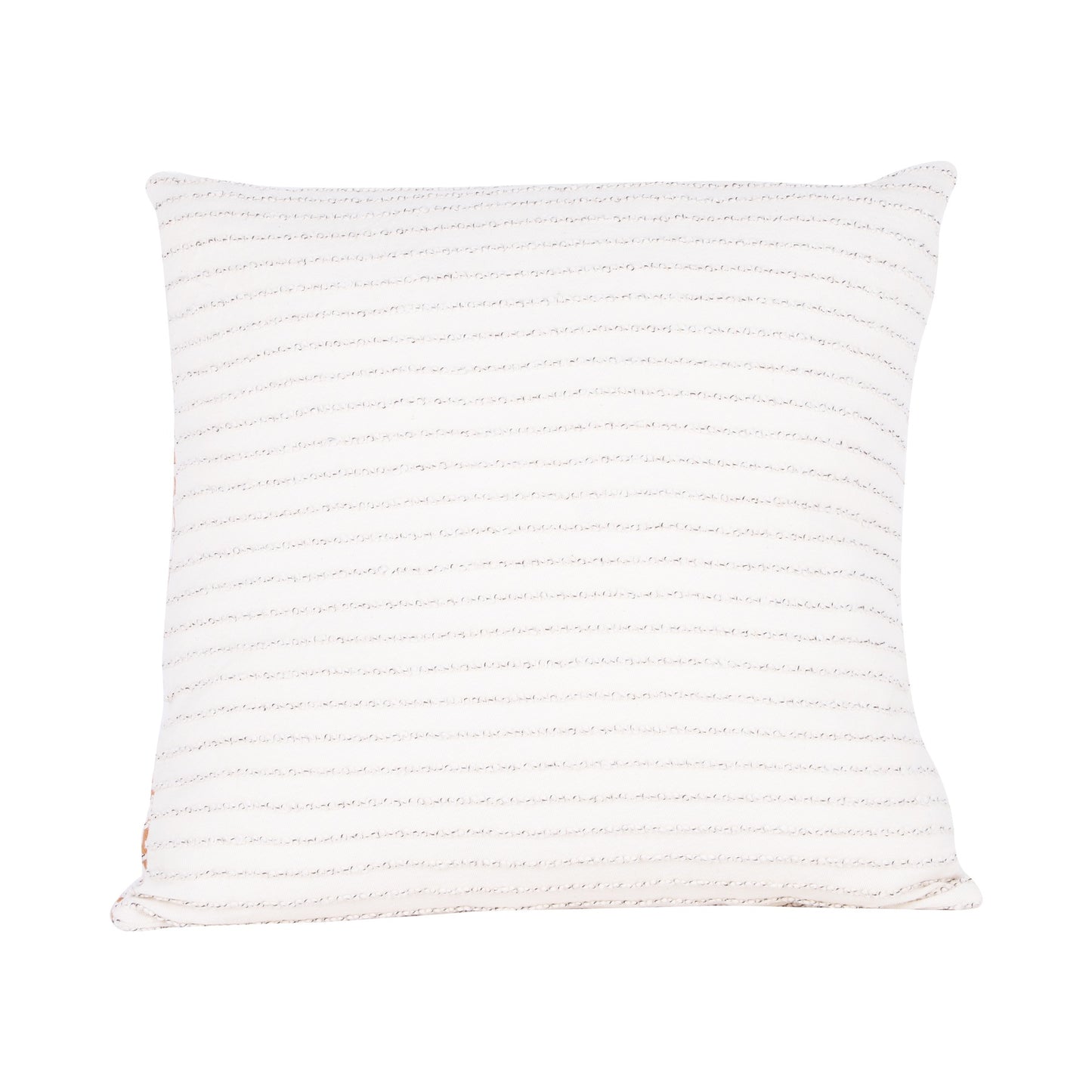 NUEVOSGHAR 100% Cotton Cushion Cover | Interwoven Traingle Stripe Cushion Cover|Square Cushion for Bedroom,Living Room, Sofa, Office |Home Decorative Cushion | 18x18 Inch_ Ivory/Mustard