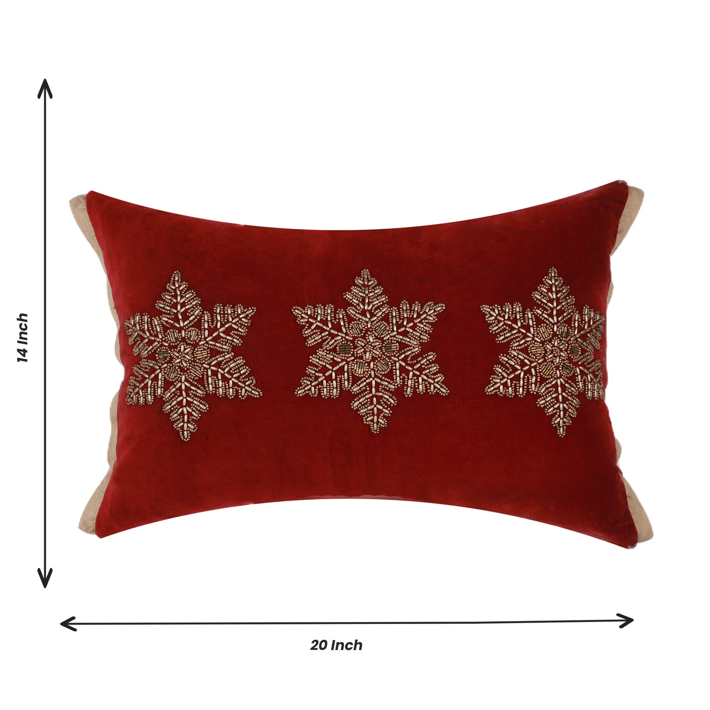 Velvet Embroidered Pillow Cover | Rectangle Pillow for Sofa, Bed, Office | Home Decorative Pillow Cover for Bedroom, Living Room| Aari Embroidery | Soft Eco Friendly | 14x20 Inch_ Maroon