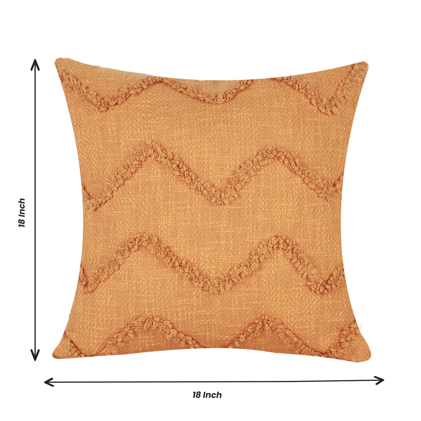 NUEVOSGHAR Tuffted Cushion Cover |Bohemian Cushion Cover| Tufted Boho Shaggy Square Cushion for Sofa/Bed/Chair | Handmade Cushion Cover | 18x18 Inch (Pack of 1 Piece) Mustard