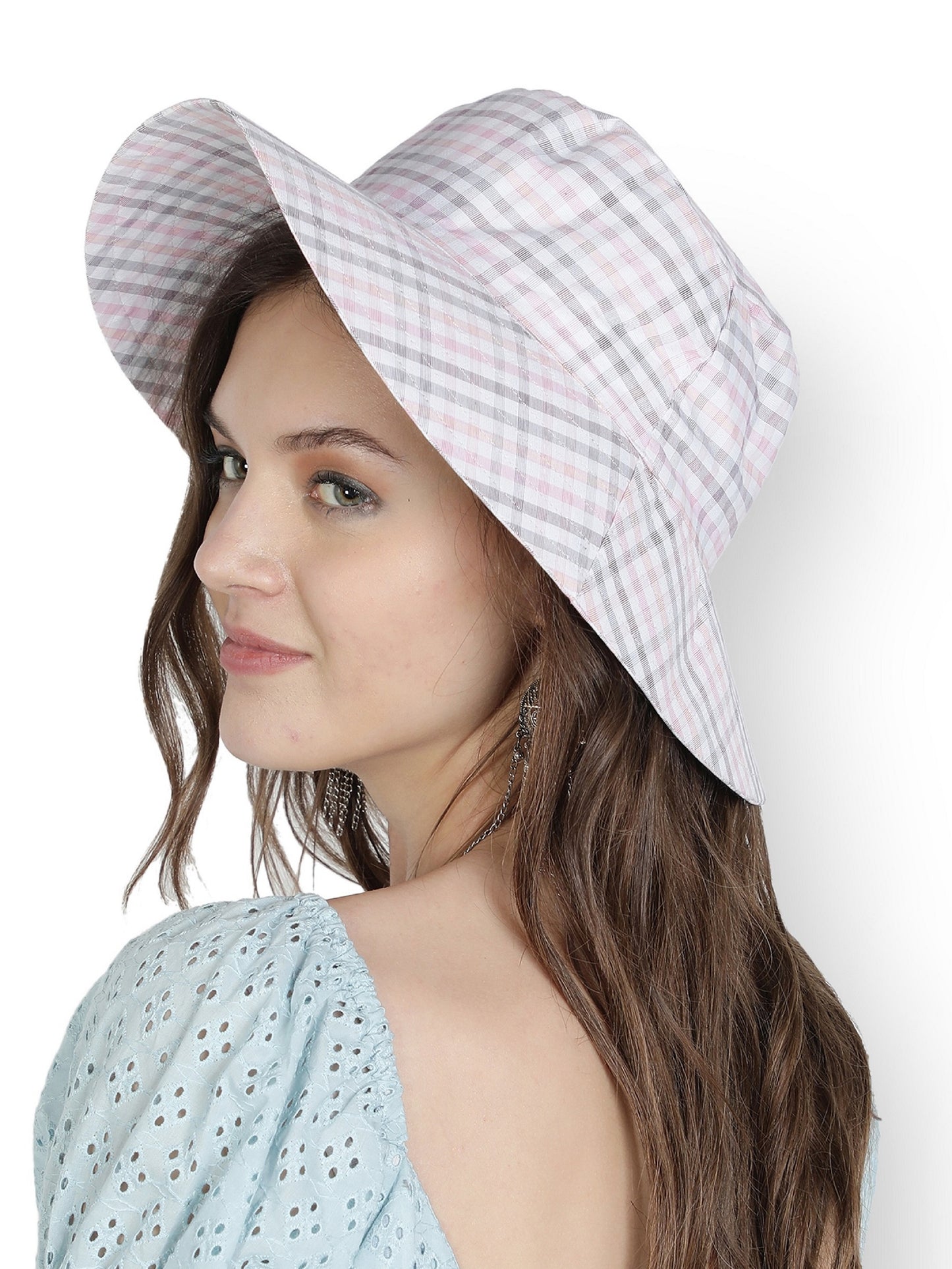 NUEVOSDAMAS Women Crepe Checkered Printed Hat