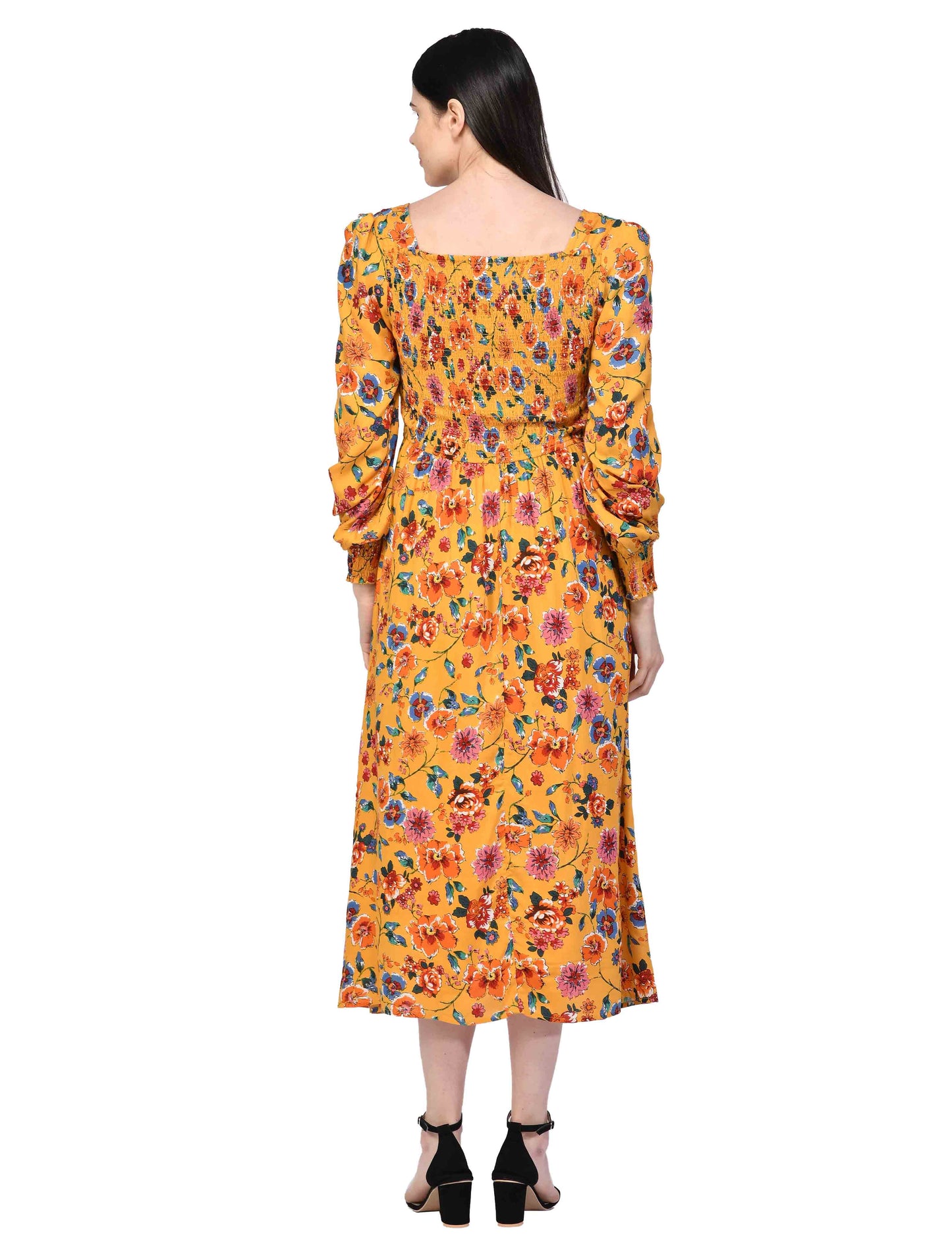 NUEVOSDAMAS Women Western Rayon Floral Printed Maxi Dress