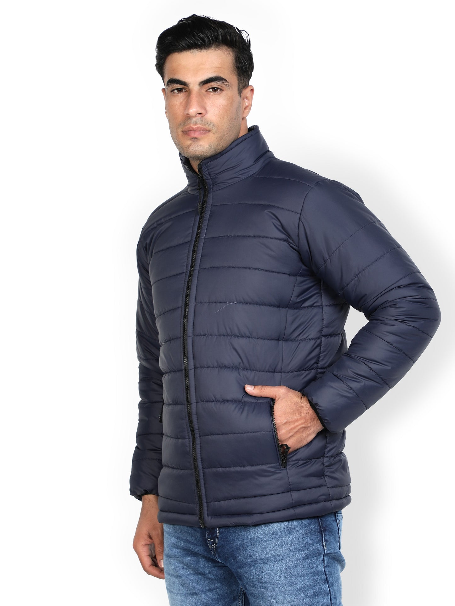NUEVOSPORTA Men's Winter Solid Blue Quilted Puffer jacket