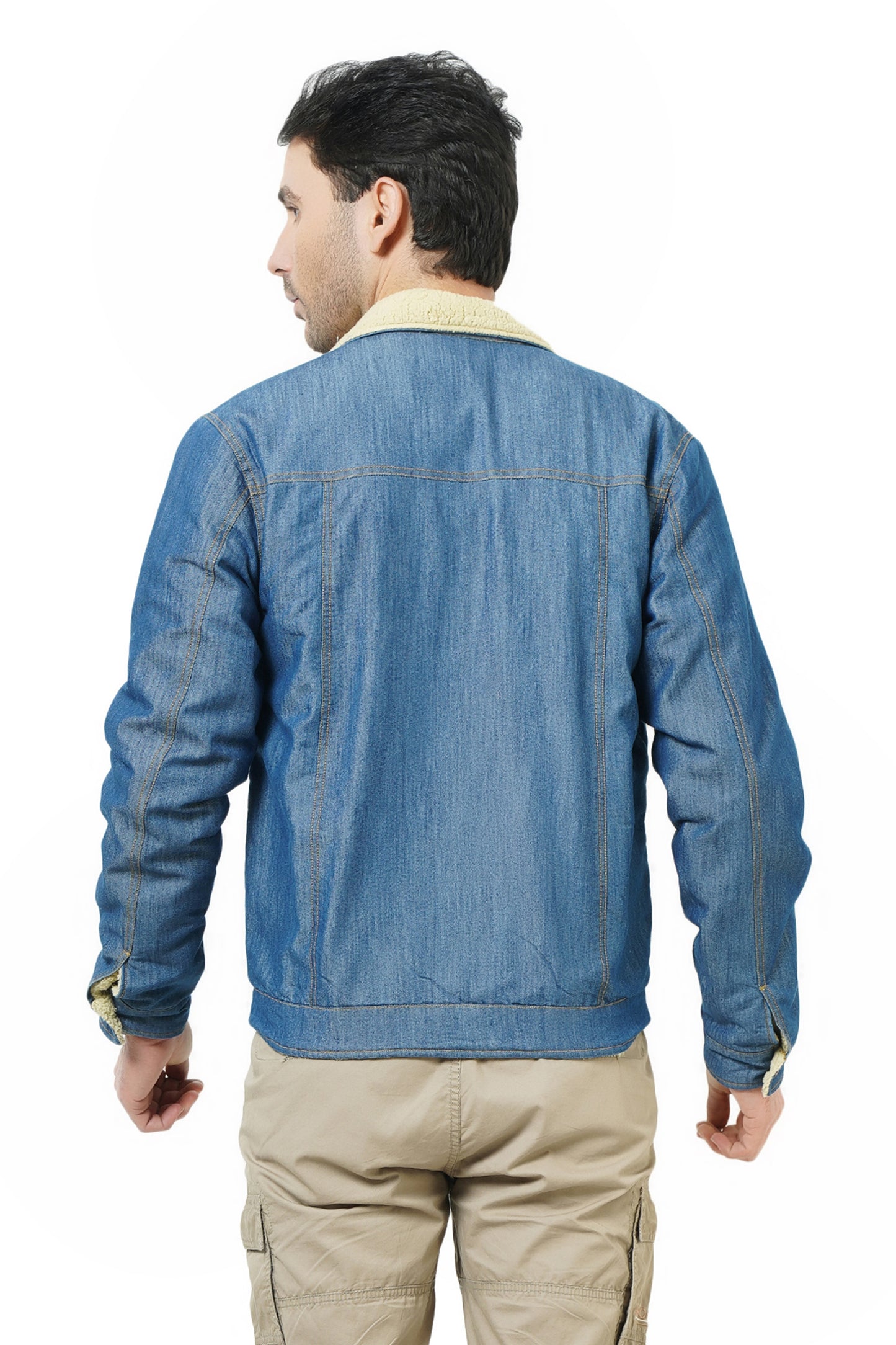 NUEVOSPORTA Men's Winter Wear Sherpa Blue Denim Jacket