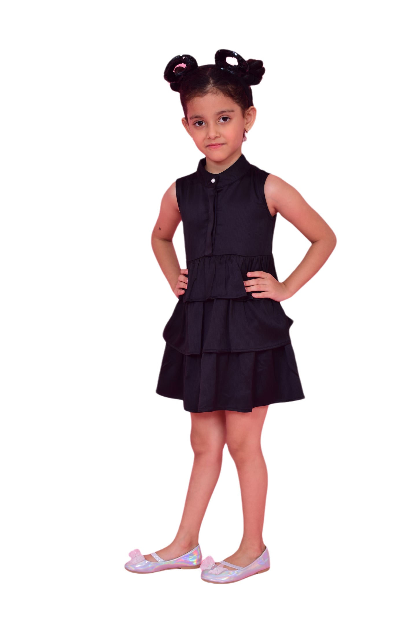 Girls Midi/Knee Length Casual Dress (Black, Sleeveless) freeshipping - NUEVOSDAMAS