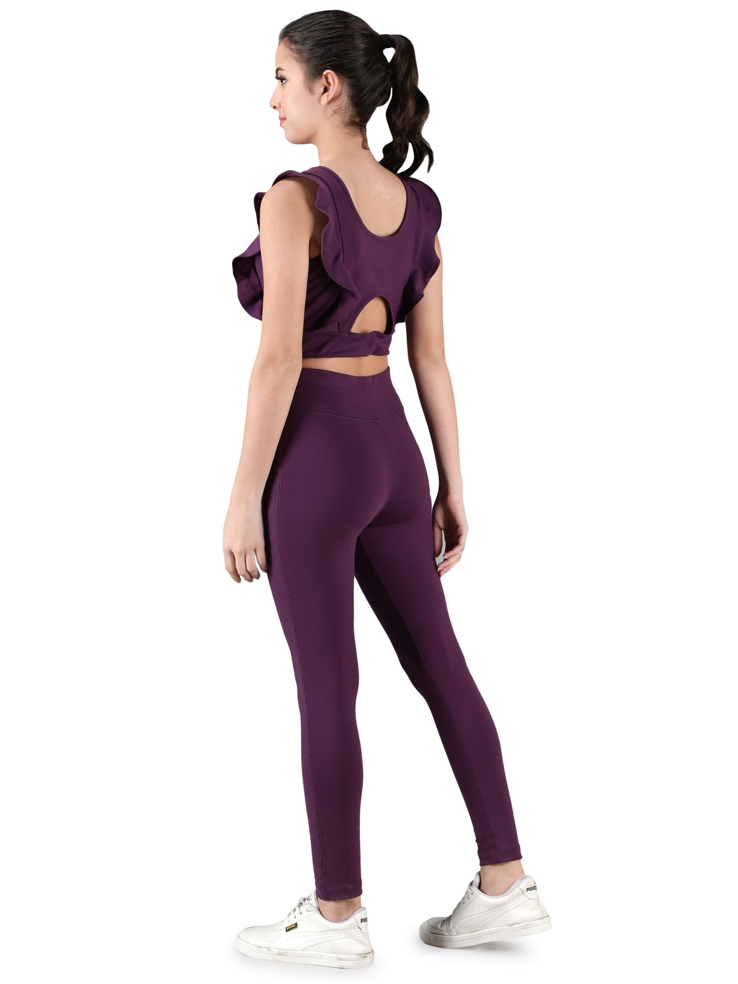 NUEVOSDAMAS Women Solid Purple Active Wear Tracksuit | Gym Wear Padded Top And Bottom Set | Dry Fit Women Active Wear Combo Set