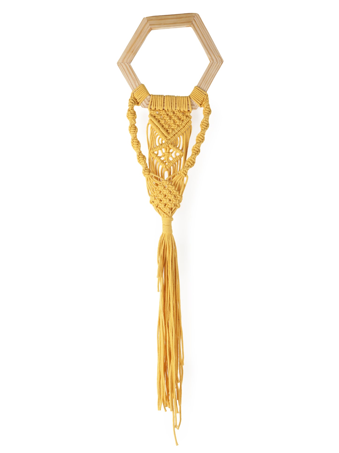 NUEVOSGHAR Macrame Plant Hanger | Boho Plant Holder | Hand Made Crochet Plant Holder | Indoor-Outdoor Wall Hanging Plant Holder | Yellow