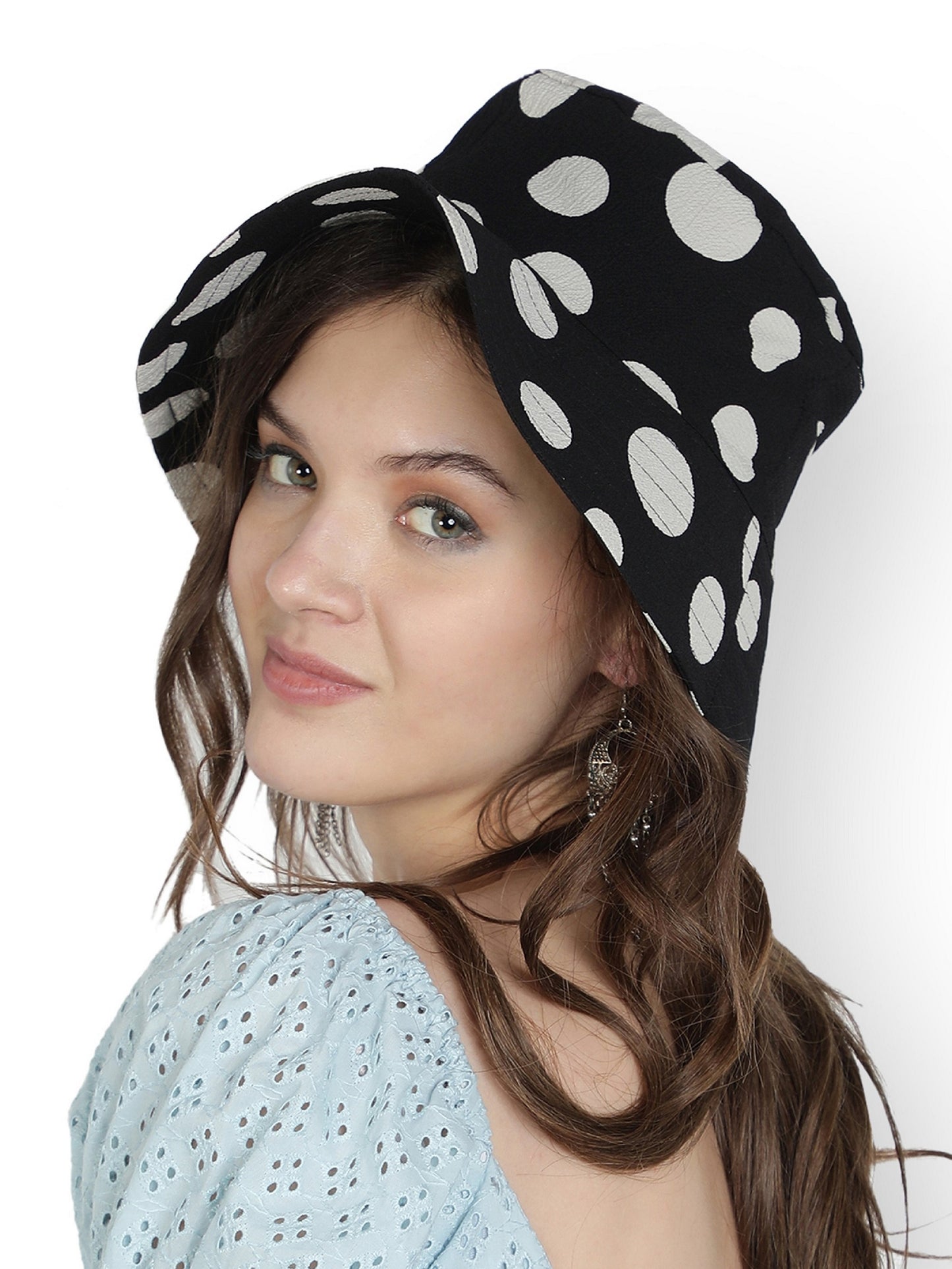NUEVOSDAMAS Women Cotton Printed Hat Black/White