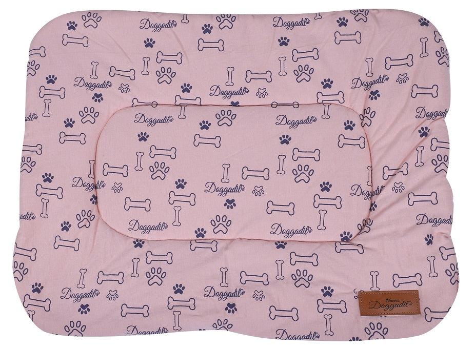 NUEVOS DOGGADIL Printed Pet Bed Mattress | Soft Cozy Cotton Rectangle Flat Bed | Washable Padded Pet Bed| Light Weighted Dog Flat Mat Pink/ Blue