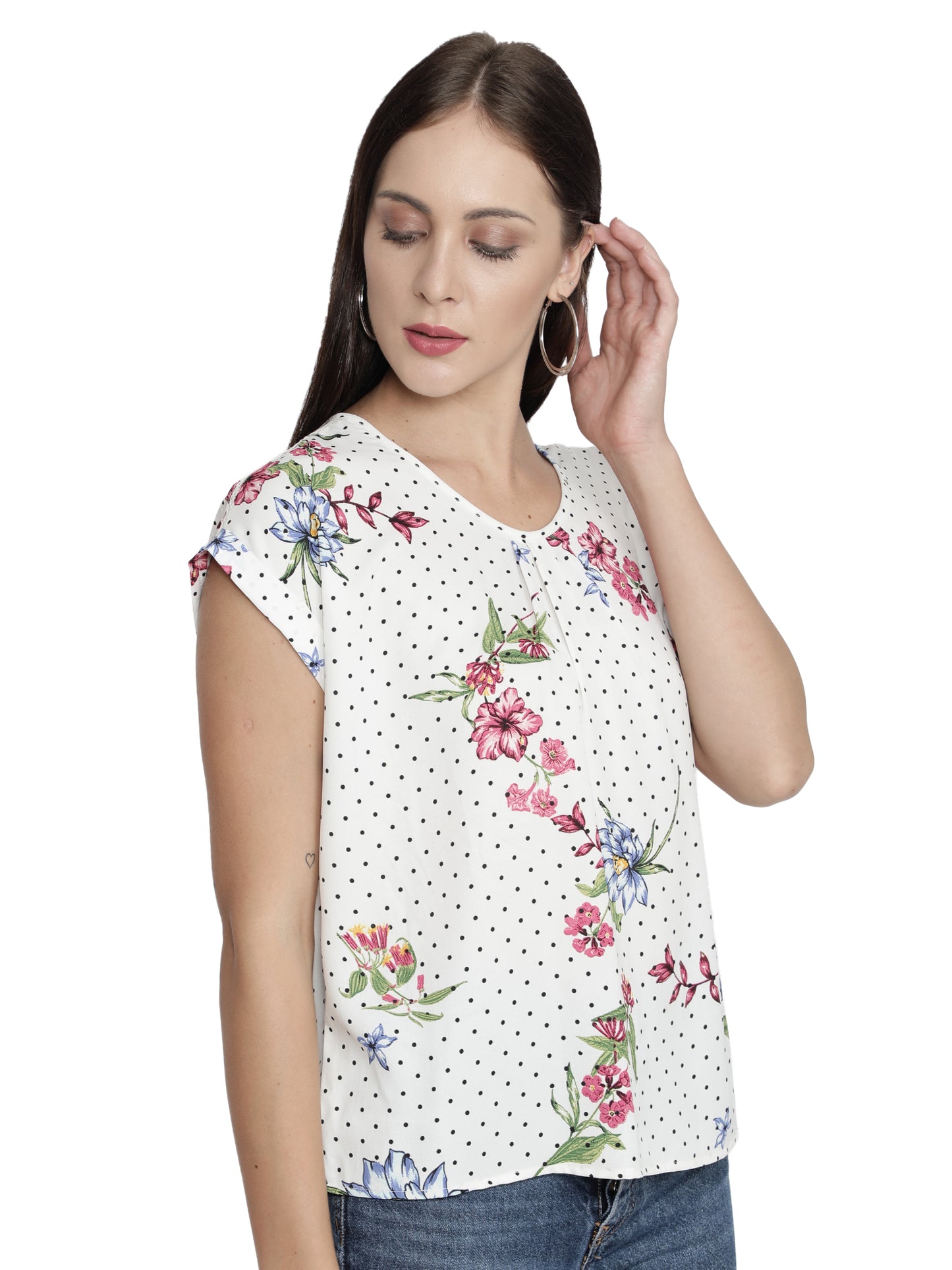 Casual Sleeveless Solid Women White Top