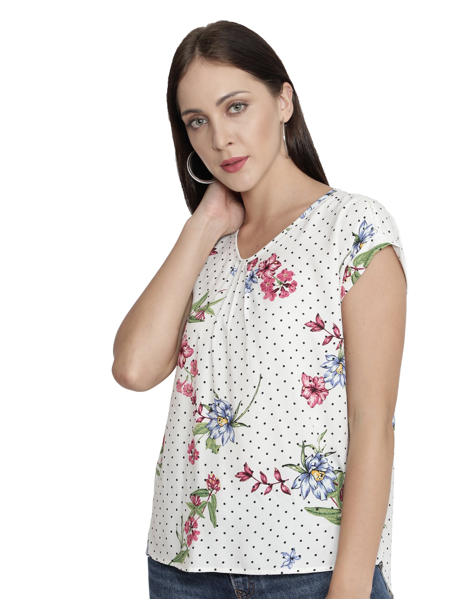 Casual Sleeveless Solid Women White Top