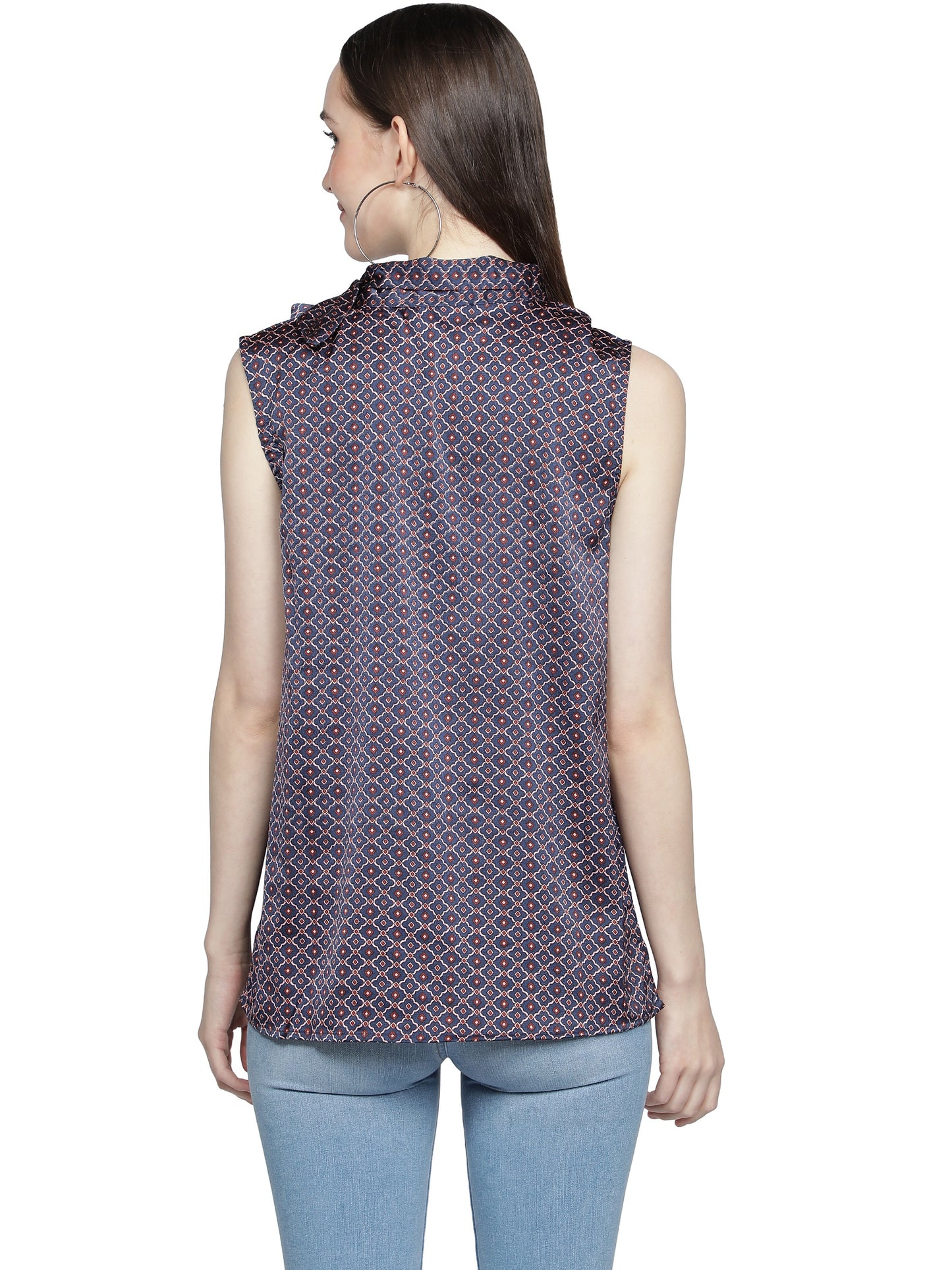 NUEVOSDAMAS Women Satin Lycra Printed Designer Purple Top