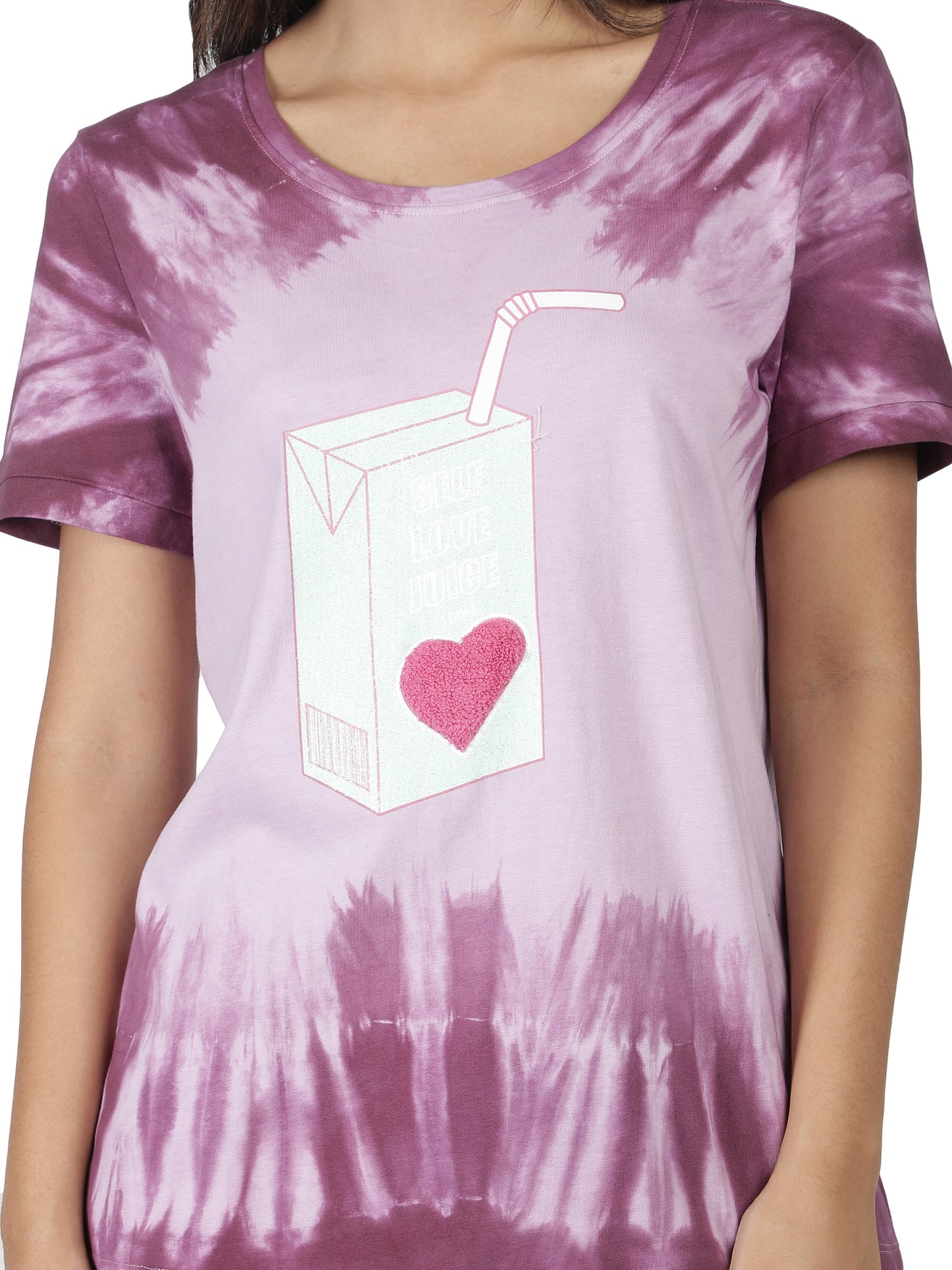 NUEVOSDAMAS Cotton Jersey Round Neck Half Sleeve Casual Top