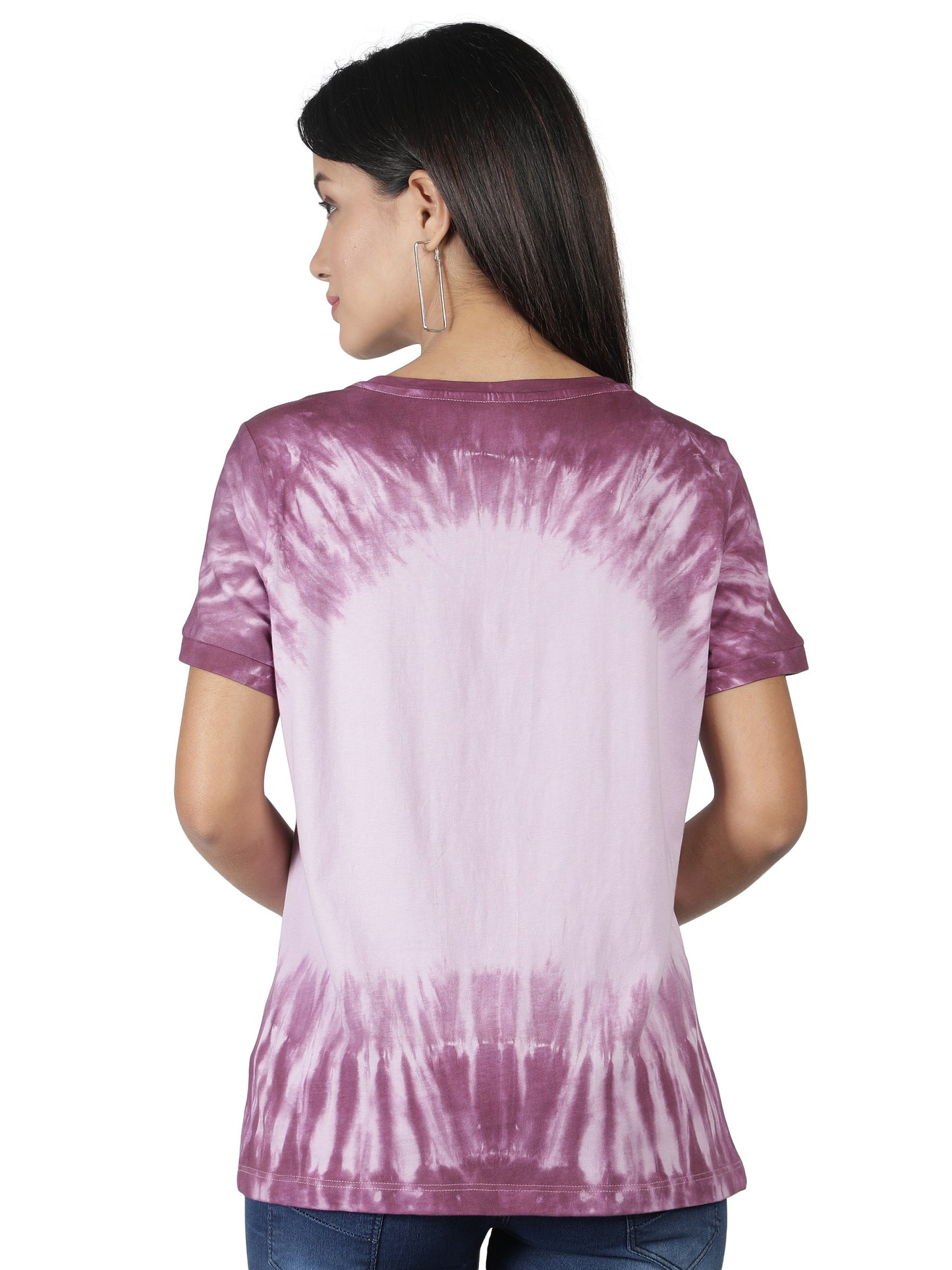 NUEVOSDAMAS Cotton Jersey Round Neck Half Sleeve Casual Top