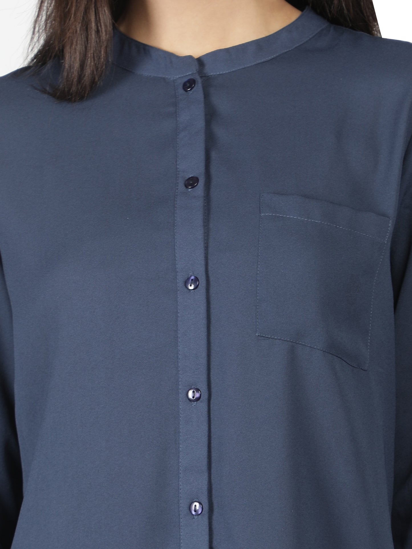 NUEVOSDAMAS Women Georgette Solid Blue Shirt/Top