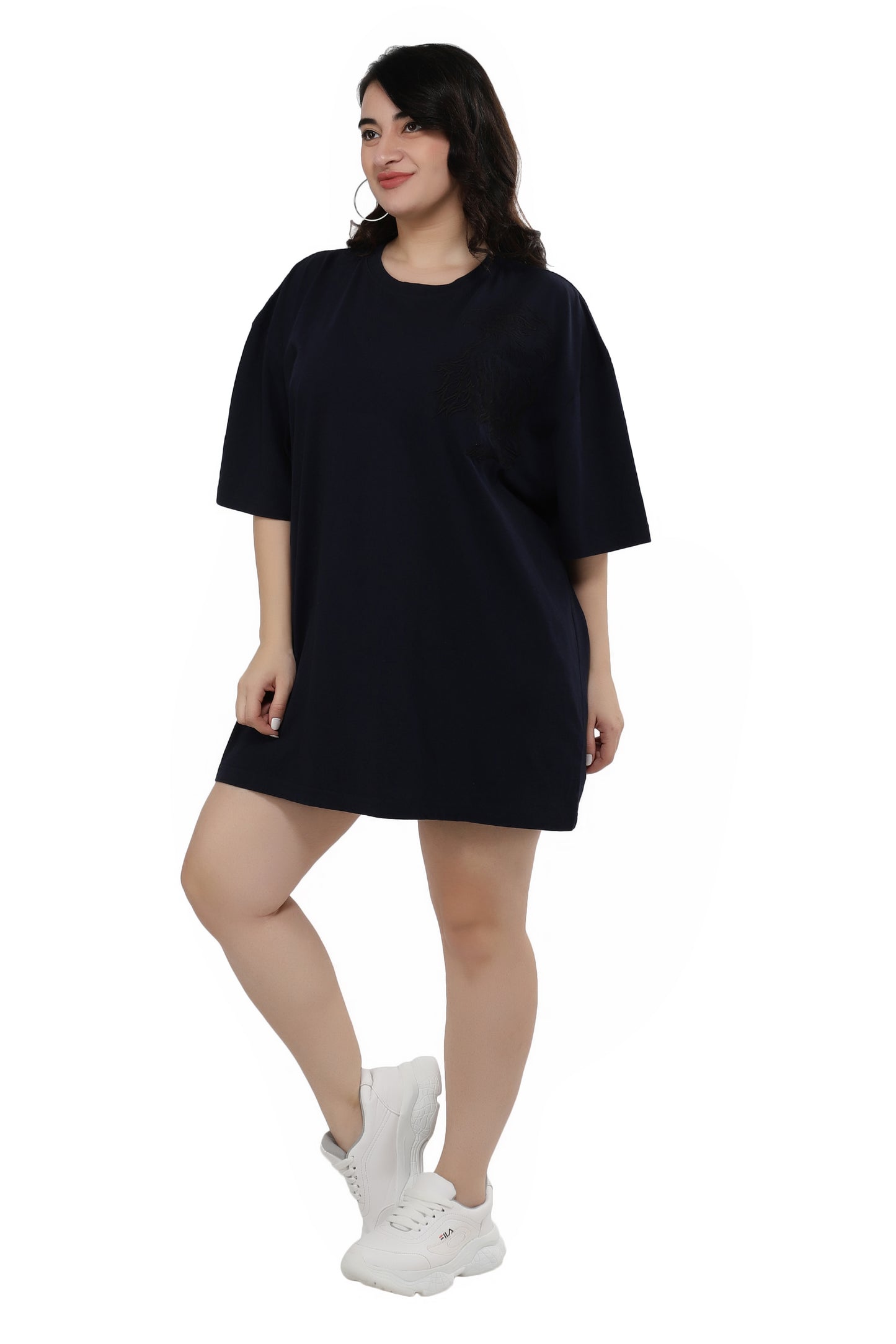 NUEVOSDAMAS Women Cotton Graphic Printed Half Sleeve Women's Black T-Shirt