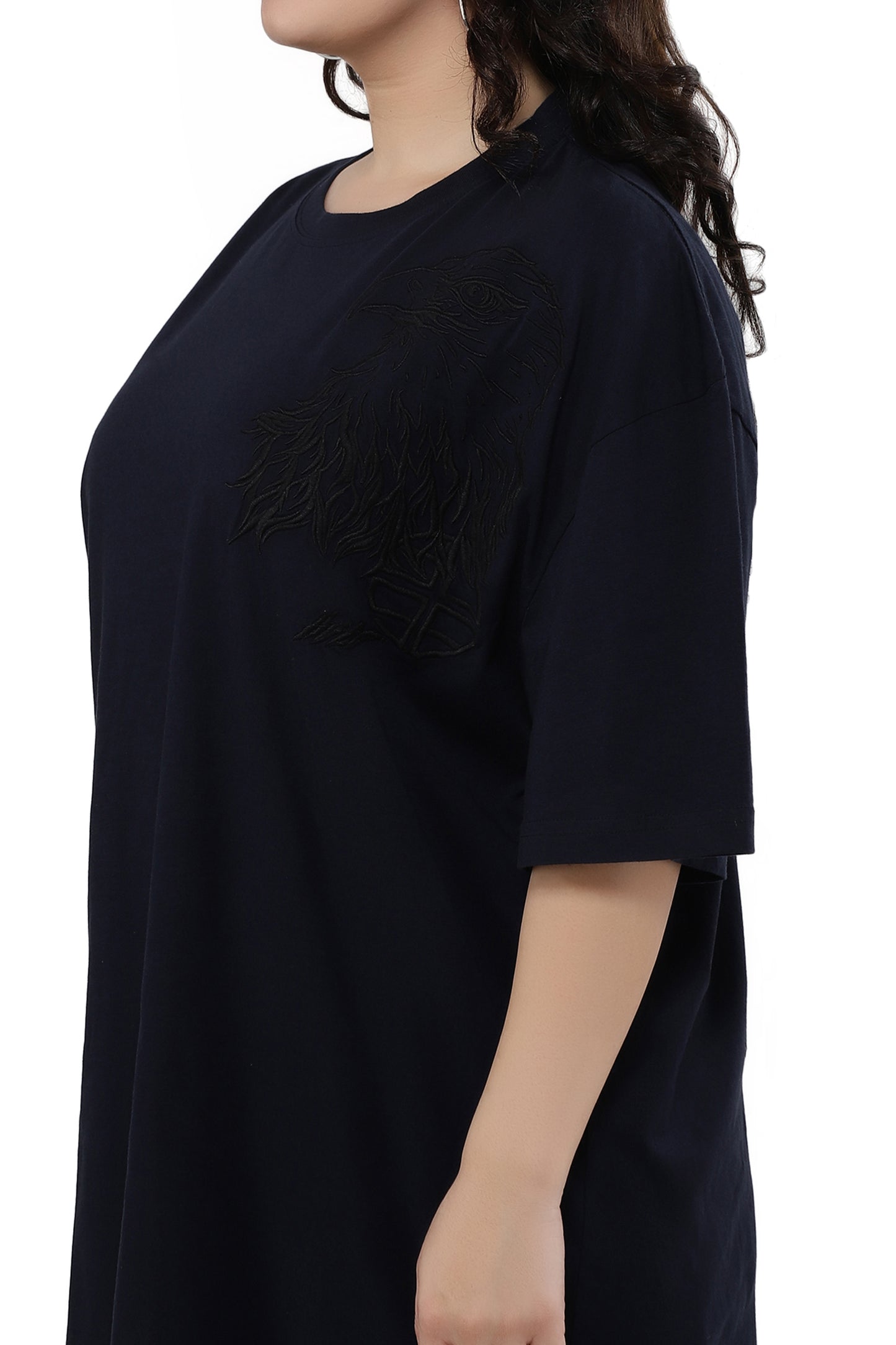 NUEVOSDAMAS Women Cotton Graphic Printed Half Sleeve Women's Black T-Shirt