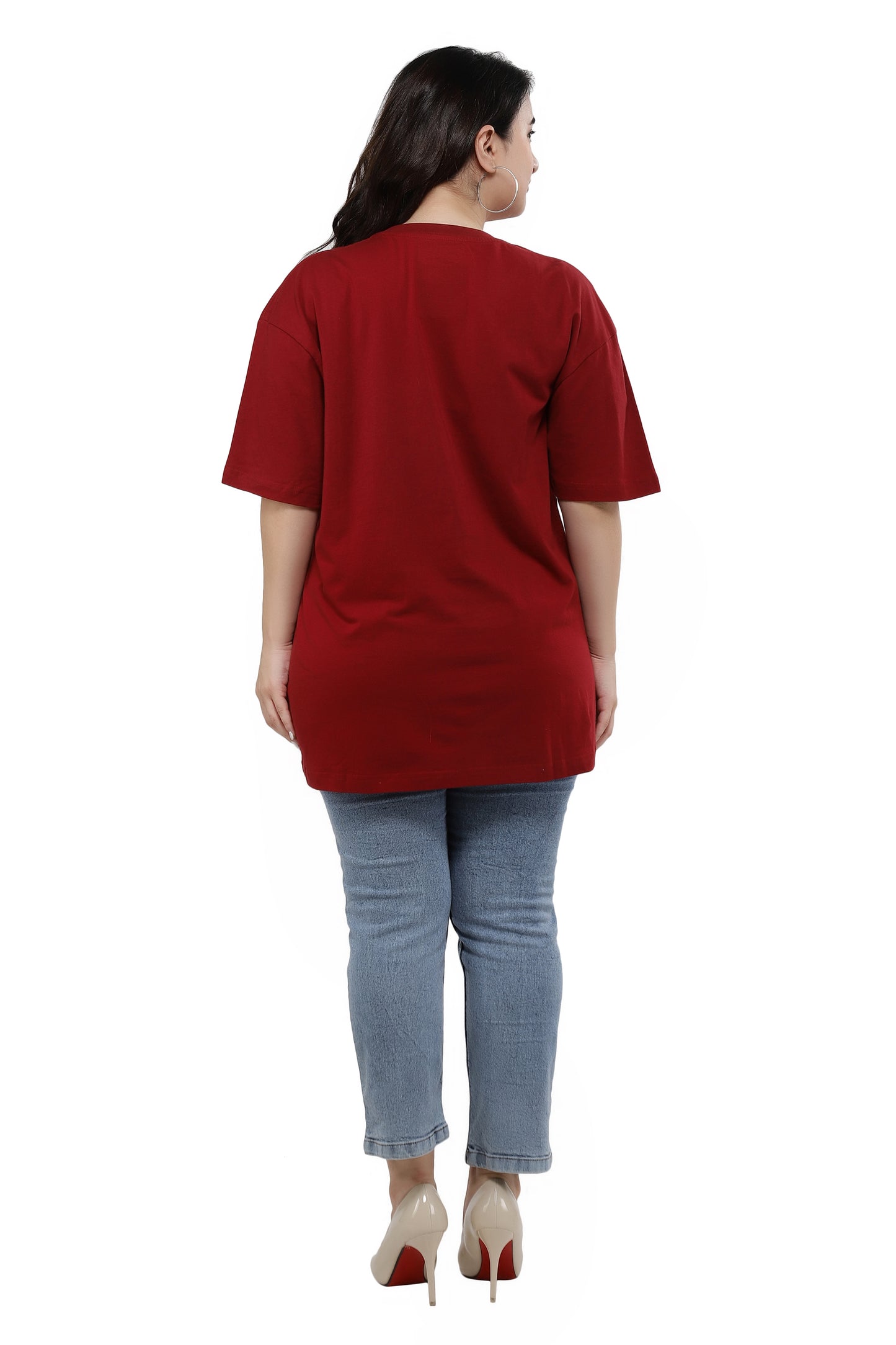 NUEVOSDAMAS Women Cotton Lion Printed Half Sleeve Women's Maroon T-Shirt