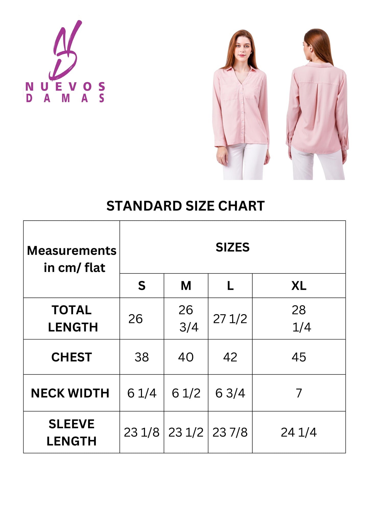 NUEVOSDAMAS Solid Peach Casual/Formal Women Full Sleeve Shirt