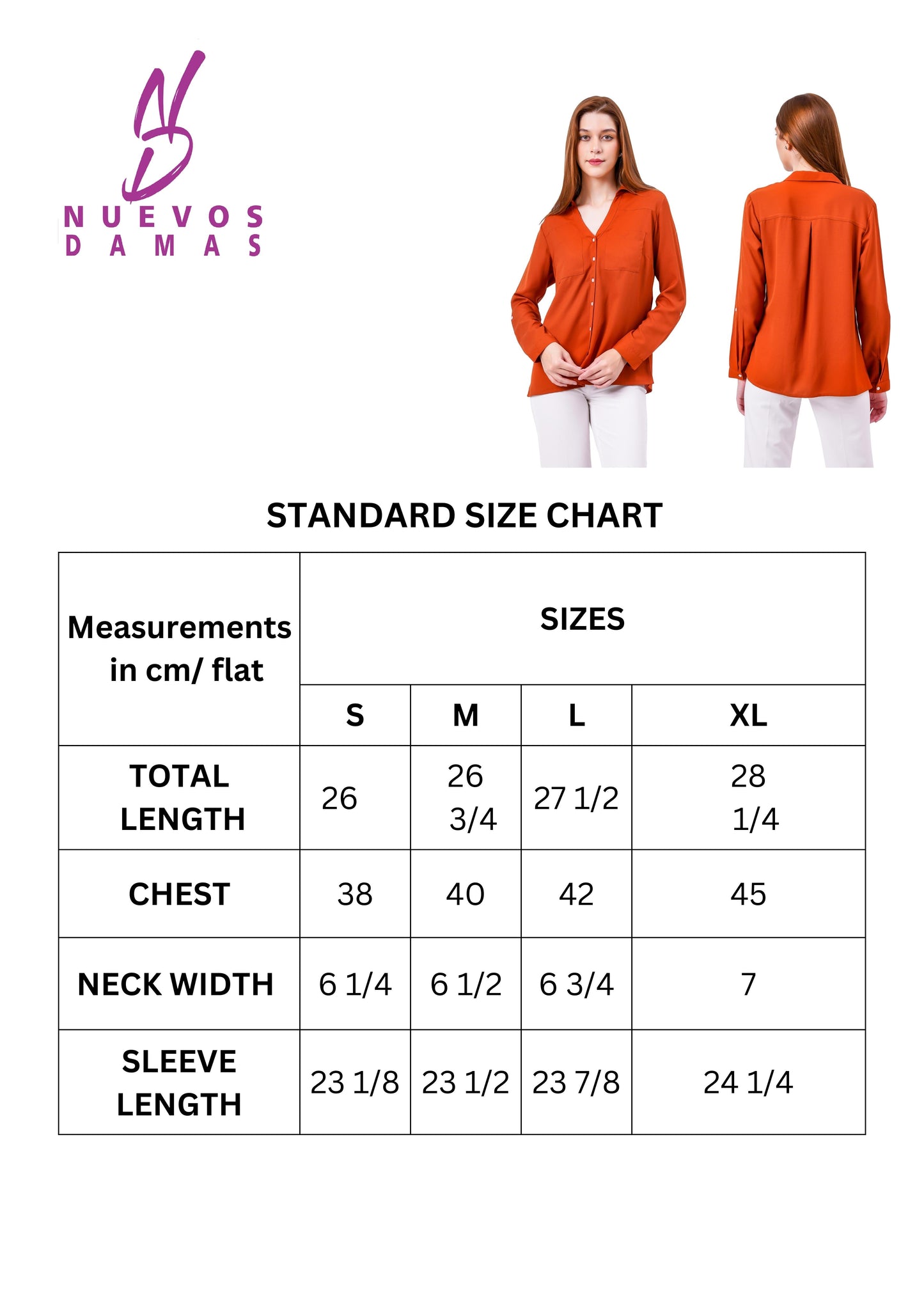 NUEVOSDAMAS Solid Orange Casual/Formal Women Full Sleeve Shirt