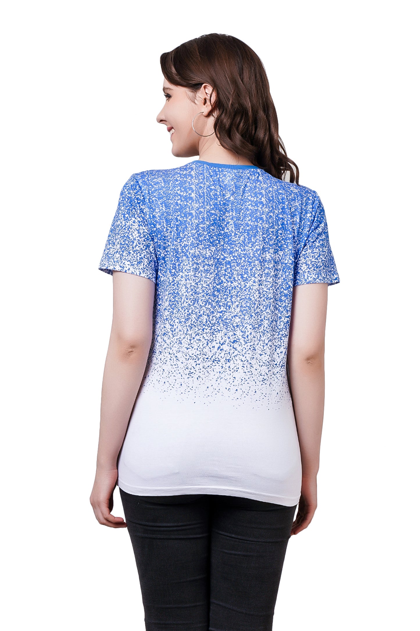 NUEVOSDAMAS Cotton Typography Printed | T-Shirt White/Light Blue