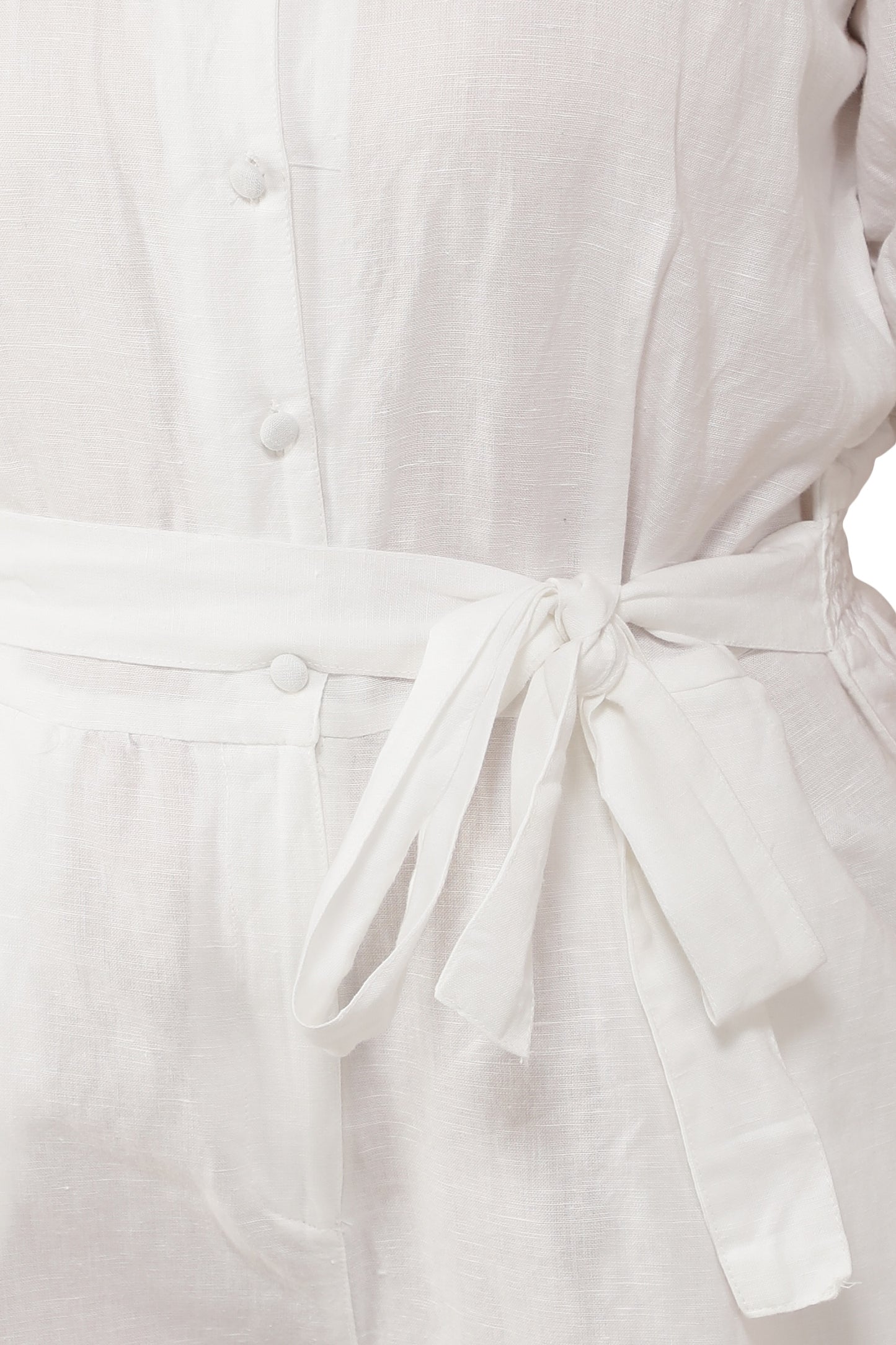 NUEVOSDAMAS Women Cotton Soild Designer Jumpsuit | Raglan Sleeve V-Neck Romper _ White